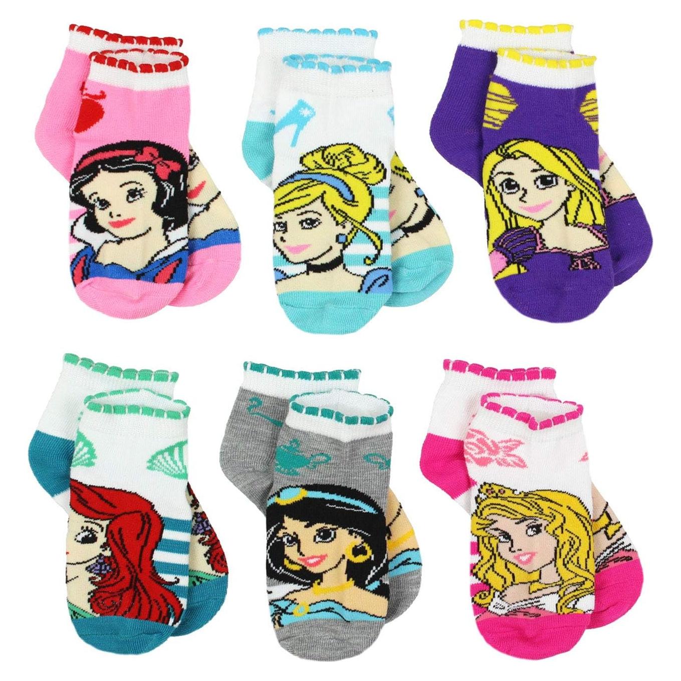 Juego de 6 calcetines Disney para niñas - Princesas