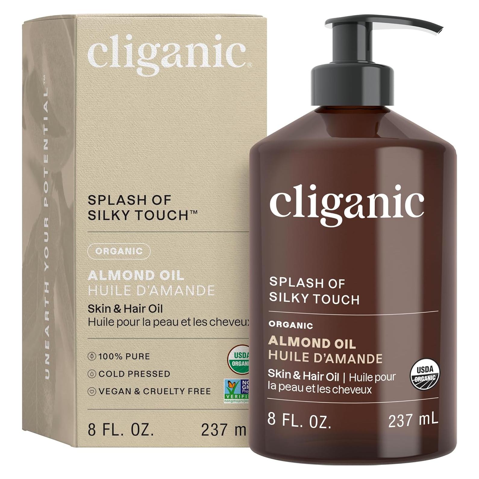 Aceite de Almendra Dulce Orgánico Cliganic 236ml Puro para Piel y Cabello