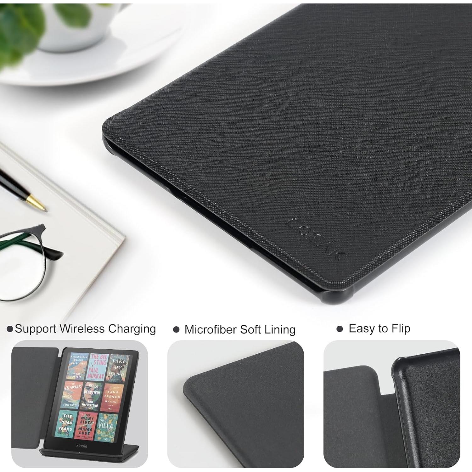 Funda CoBak para Kindle Paperwhite 12ª Gen 2024 - PU Cuero Negro