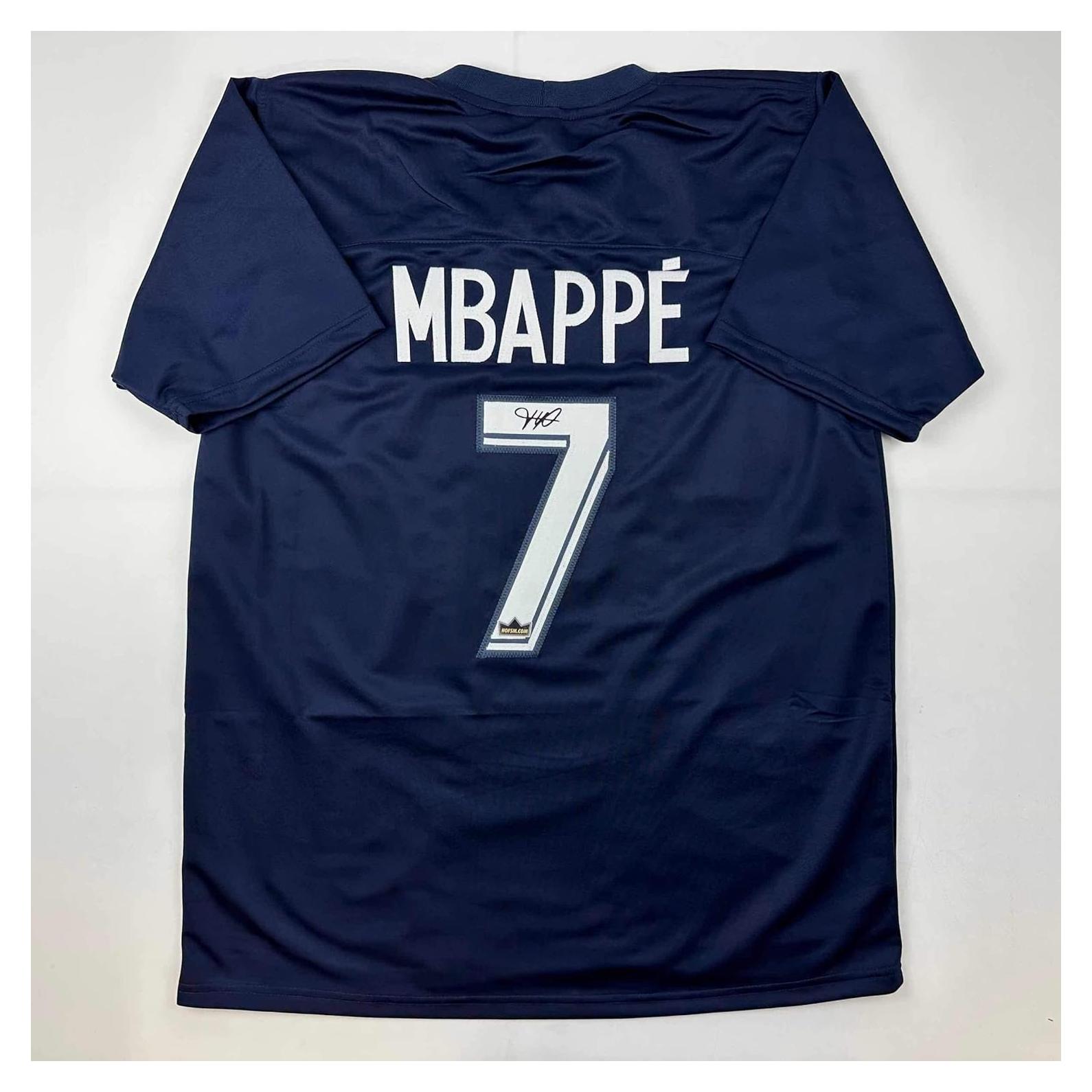 Camiseta de fútbol autografiada Kylian Mbappé PSG XL