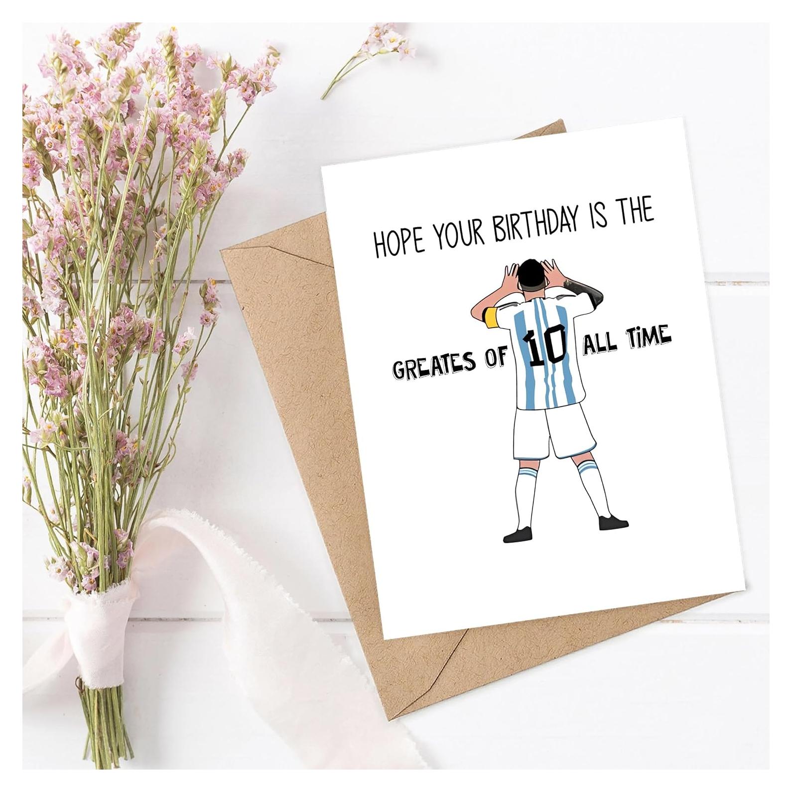 Tarjeta de Cumpleaños de Fútbol LouiseGifts 12.7x17.8cm