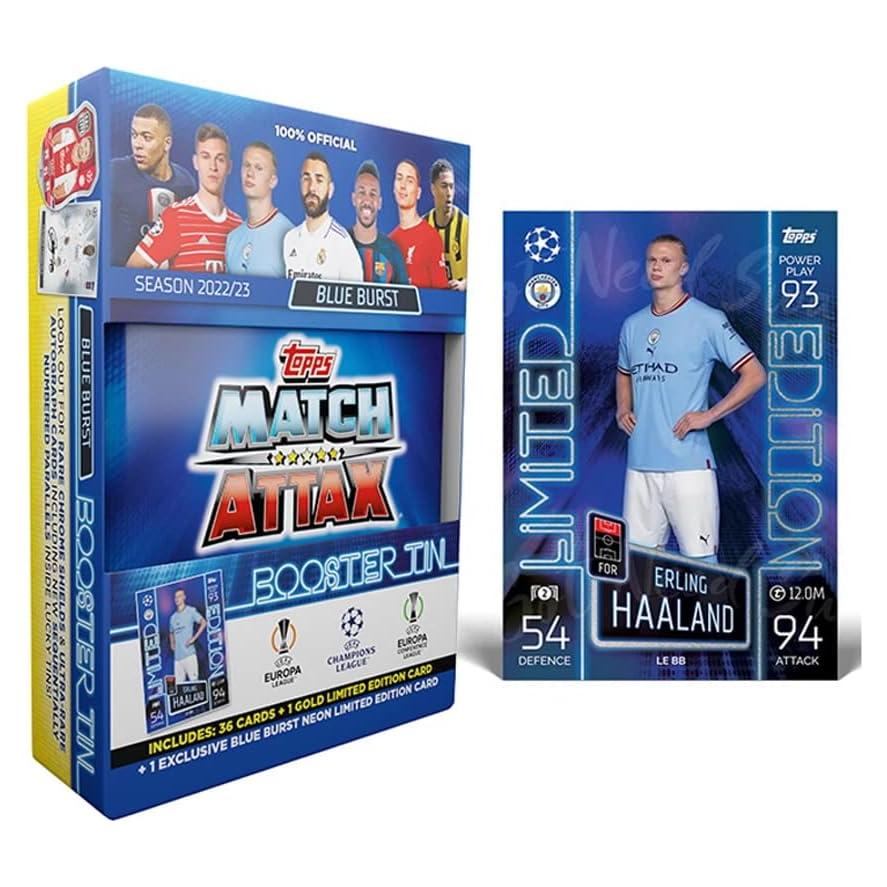 Tarjetas Topps Match Attax Champions League 2022-23 - Lata Mini Azul (38 Tarjetas + 2 LE)