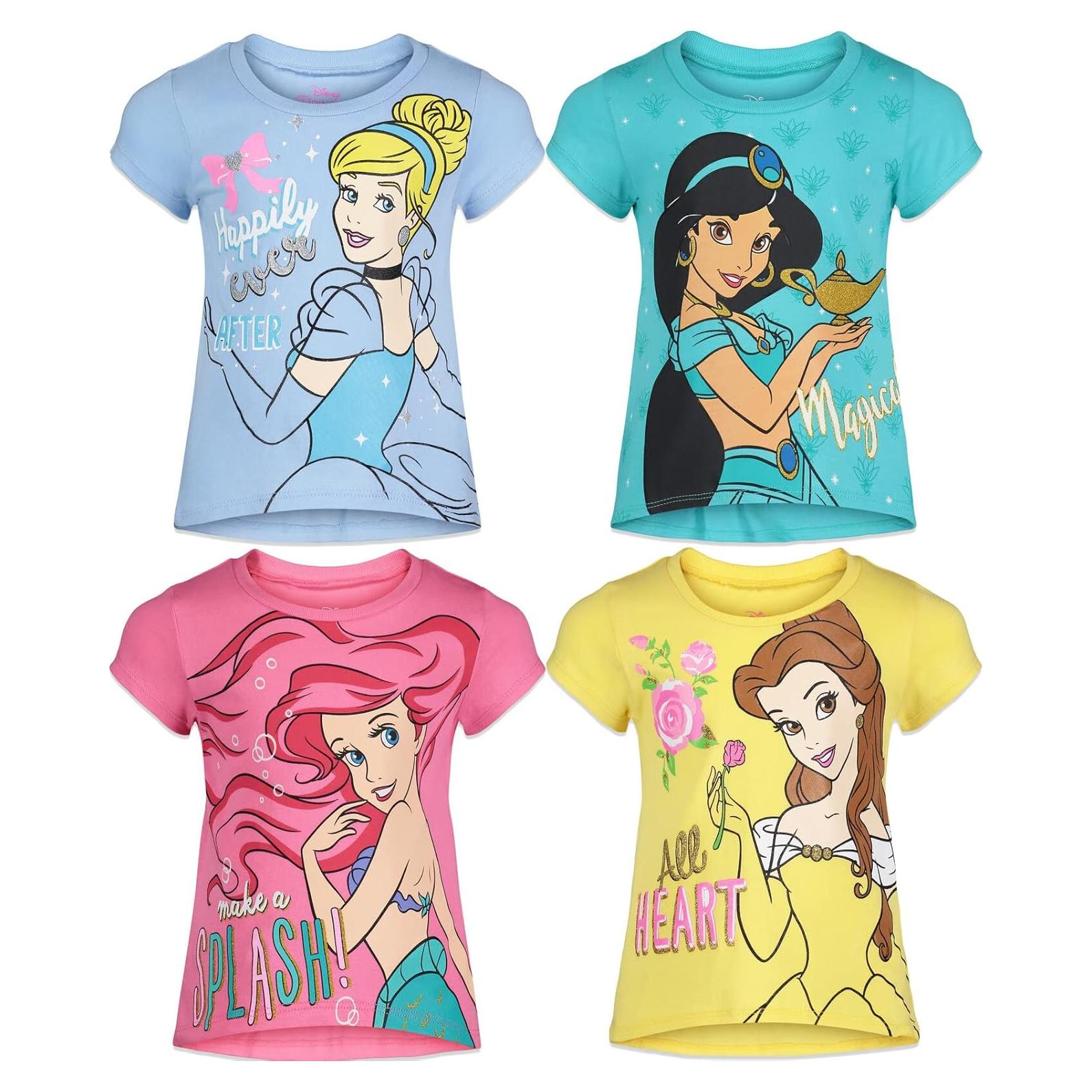 Paquete 4 camisetas Disney Princess para niñas 7-8 años