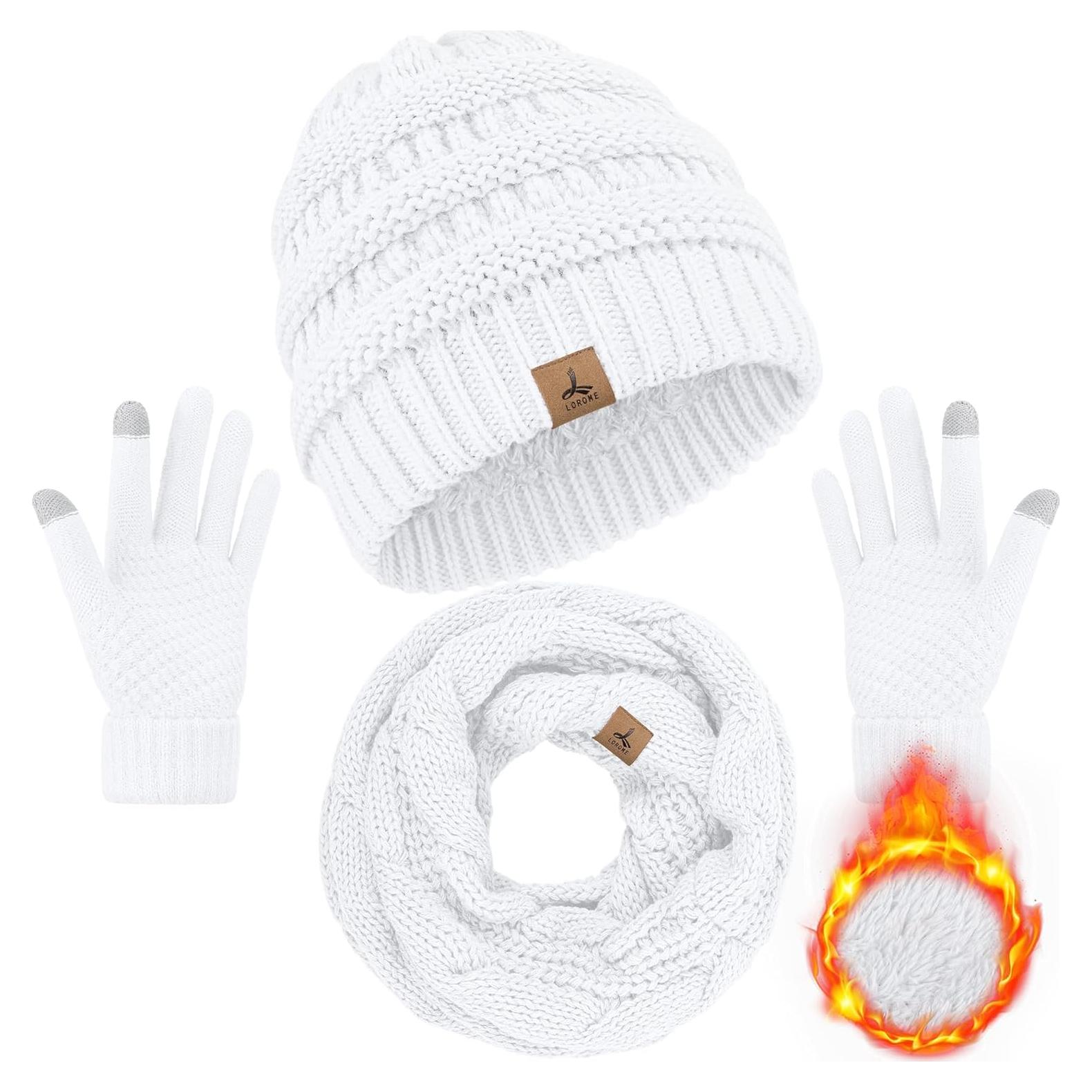 Conjunto de gorro, bufanda y guantes táctiles LOROME - Invierno unisex