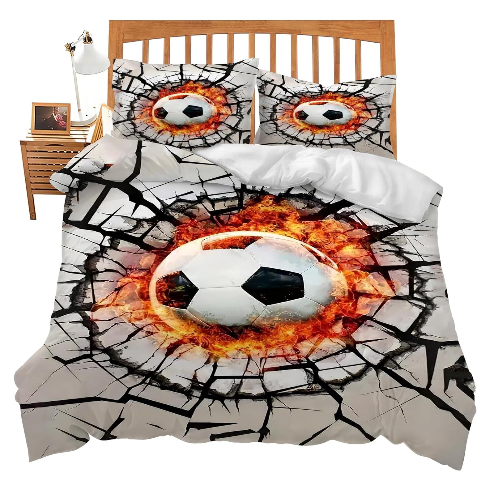 Juego de Ropa de Cama Full UIAMT Fútbol 2 Fundas Almohada