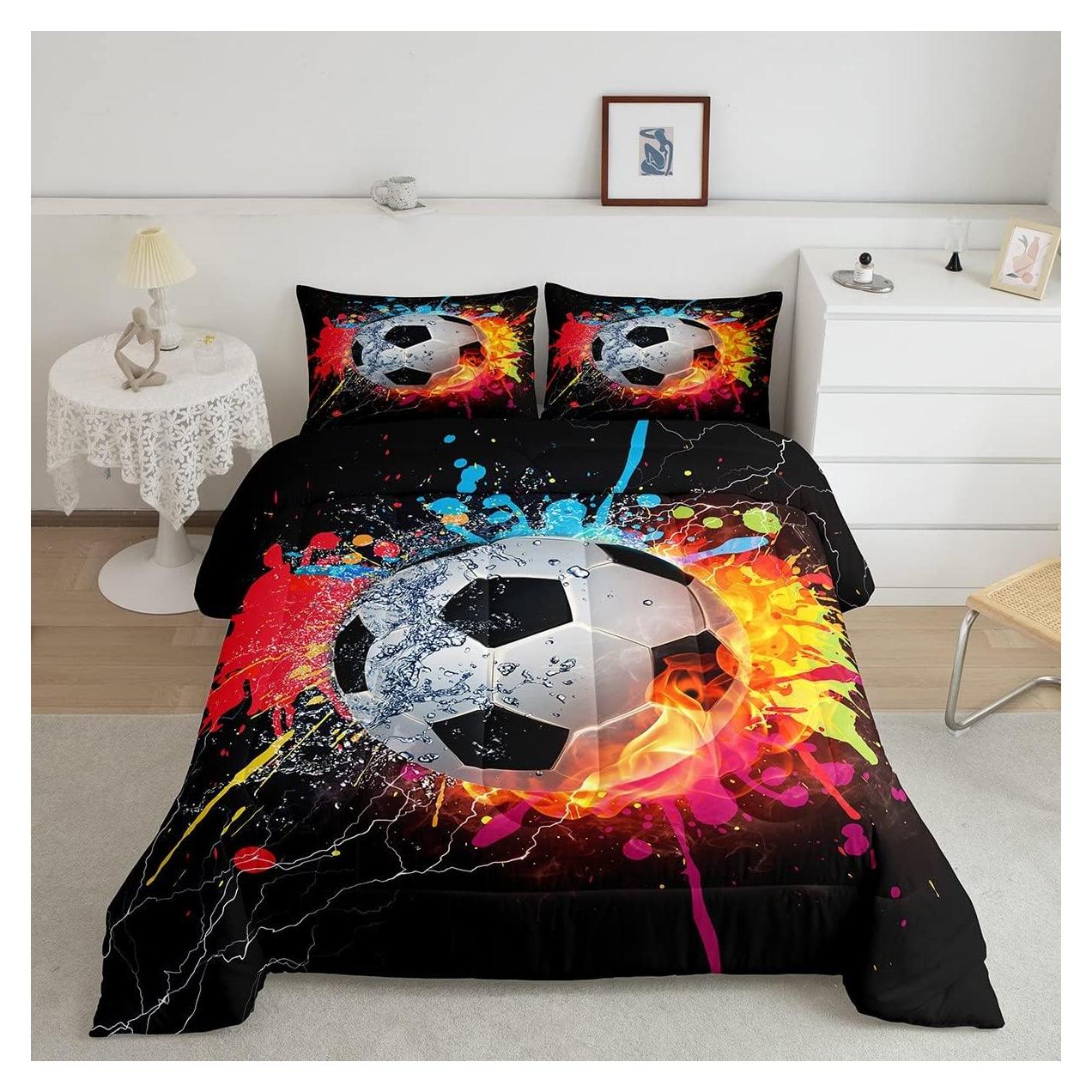 Juego de Edredón Completo Erosebridal Fútbol Moderno 3 Piezas