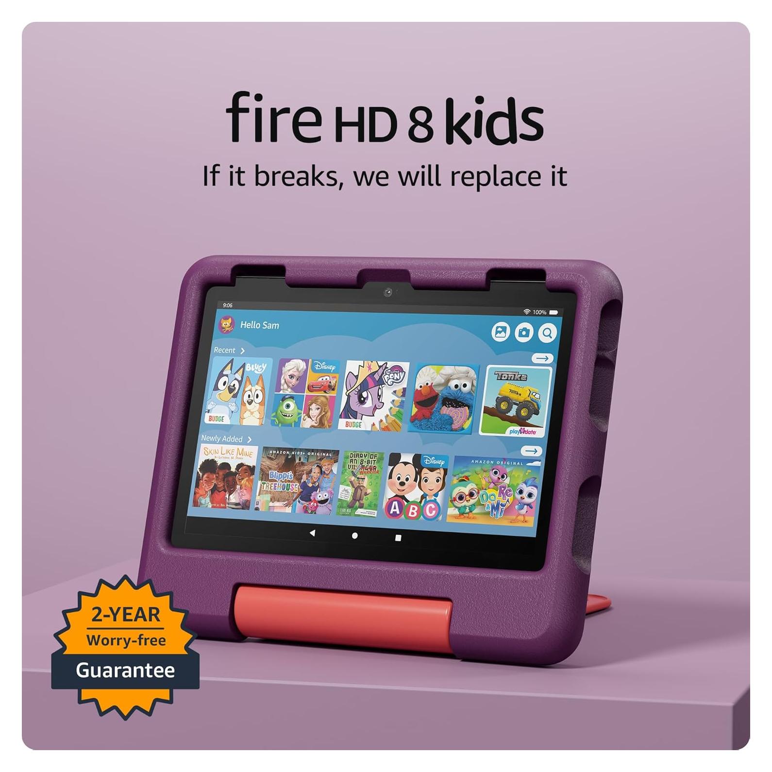 Tableta Amazon Fire HD 8 Kids 32GB Uva 2024 con controles parentales