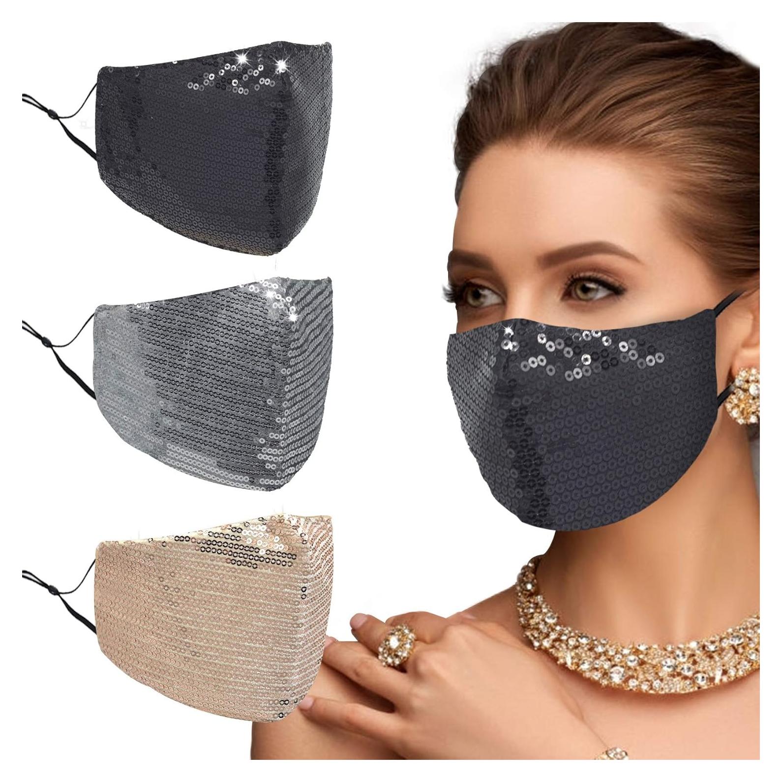 Mascarilla de Cristal UOUDIO con Rhinestones Brillantes para Mujeres