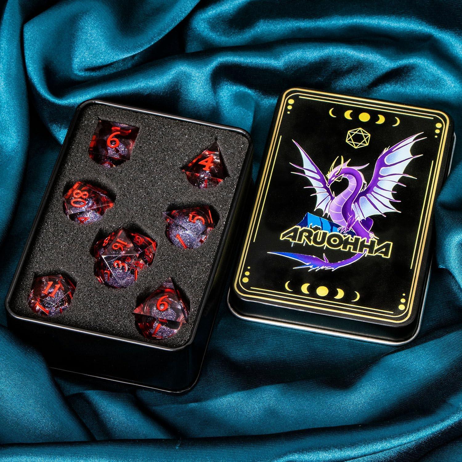 Conjunto de Dados DND ARUOHHA Rojos de Resina 7 Piezas