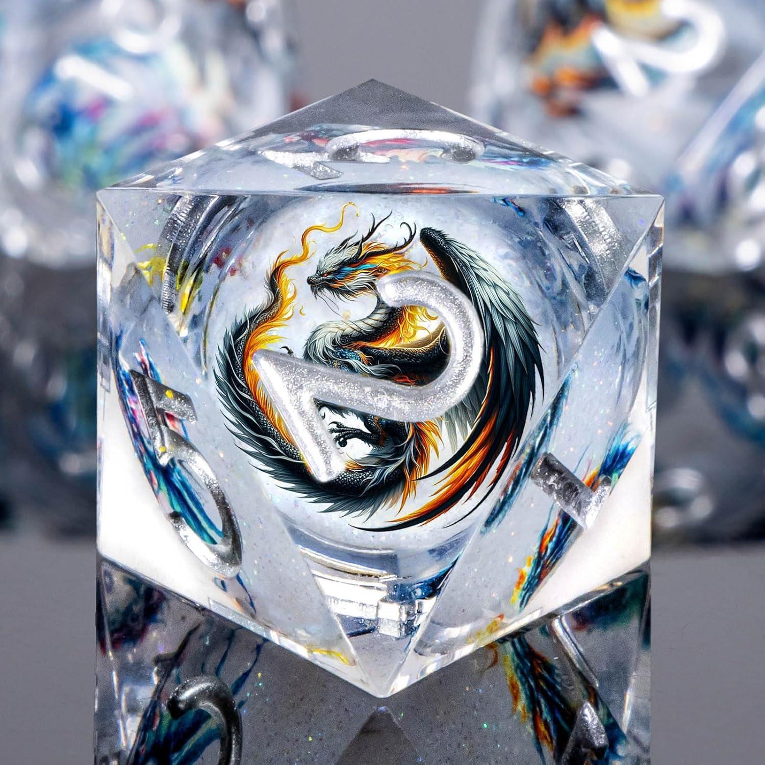 Conjunto de Dados DND Roycevon 7Pcs Resina Blanca para Rol