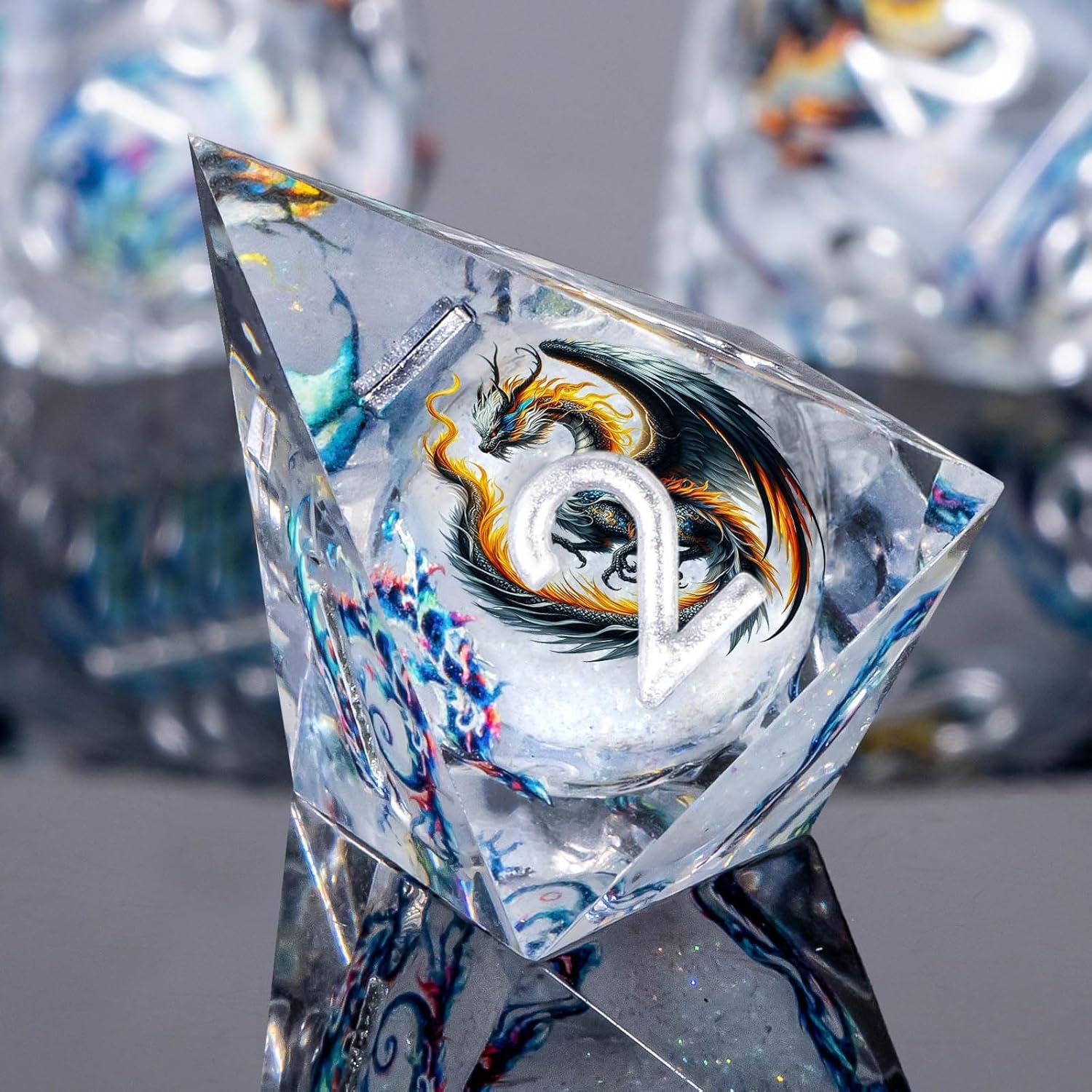 Conjunto de Dados DND Roycevon 7Pcs Resina Blanca para Rol