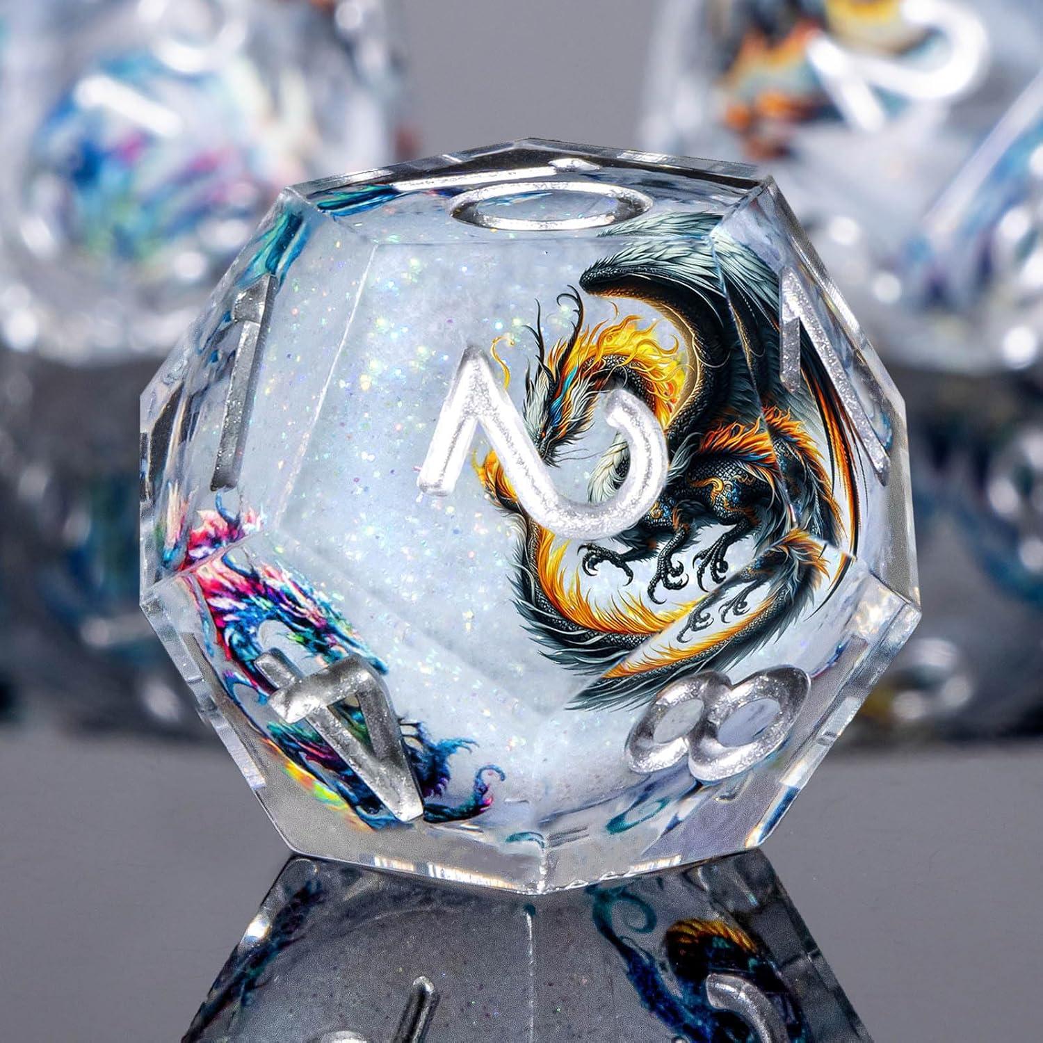 Conjunto de Dados DND Roycevon 7Pcs Resina Blanca para Rol