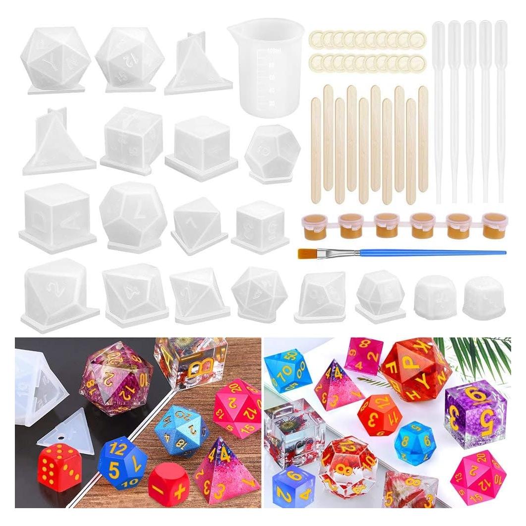 Conjunto de Moldes para Dados de Resina Shynek - 19 Estilos