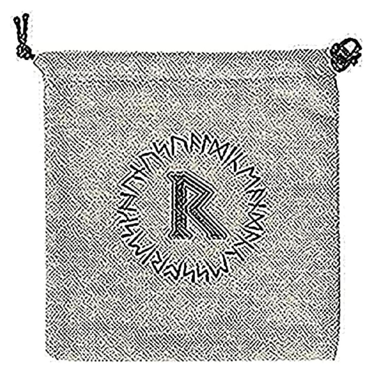 Bolsa de Dados Rúnicos Q-Workshop Beige y Negra 11.7x19.3cm