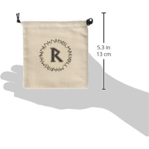 Bolsa de Dados Rúnicos Q-Workshop Beige y Negra 11.7x19.3cm