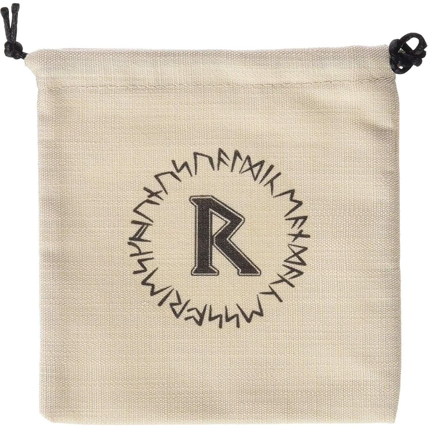 Bolsa de Dados Rúnicos Q-Workshop Beige y Negra 11.7x19.3cm