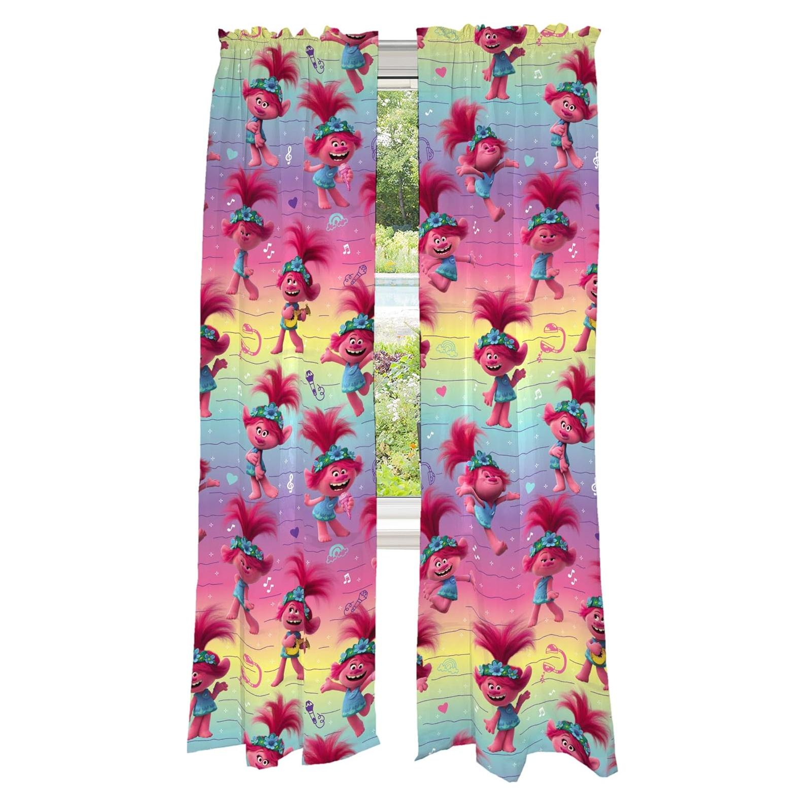 Cortinas de Ventana para Niños Franco 66x175 cm Trolls World Tour
