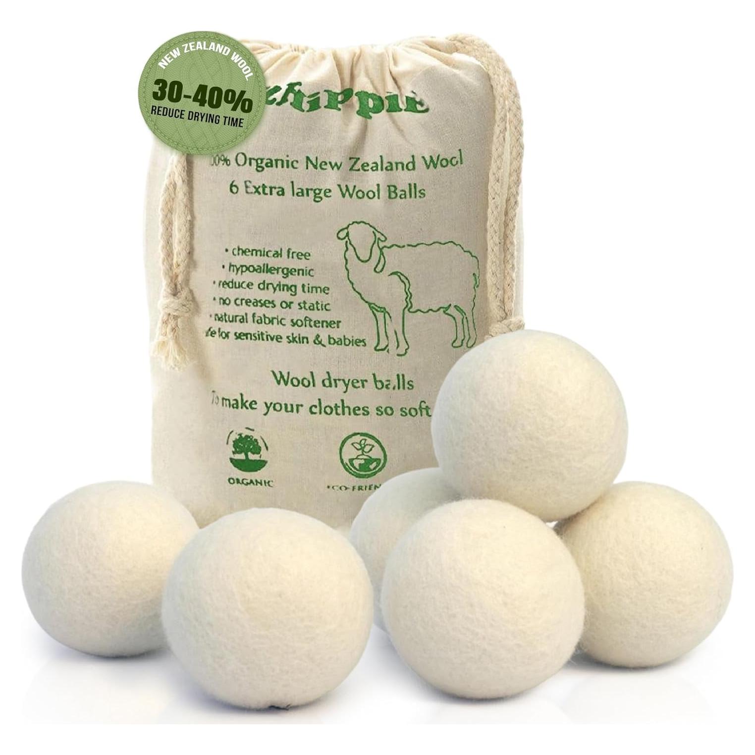 Bolas de Secado de Lana Orgánica Shopoholic - Paquete XL de 6