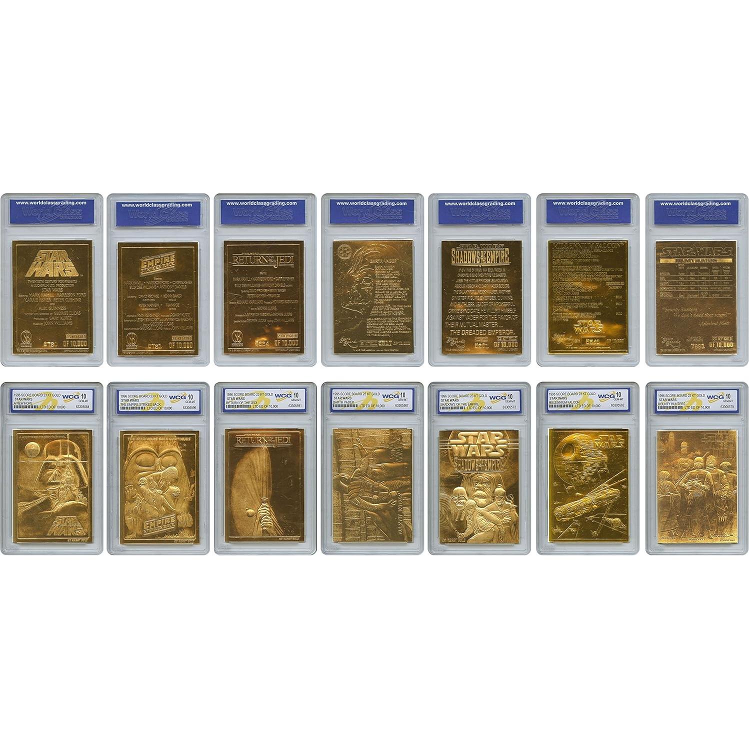 Conjunto Completo de 7 Tarjetas de Oro Star Wars 1996