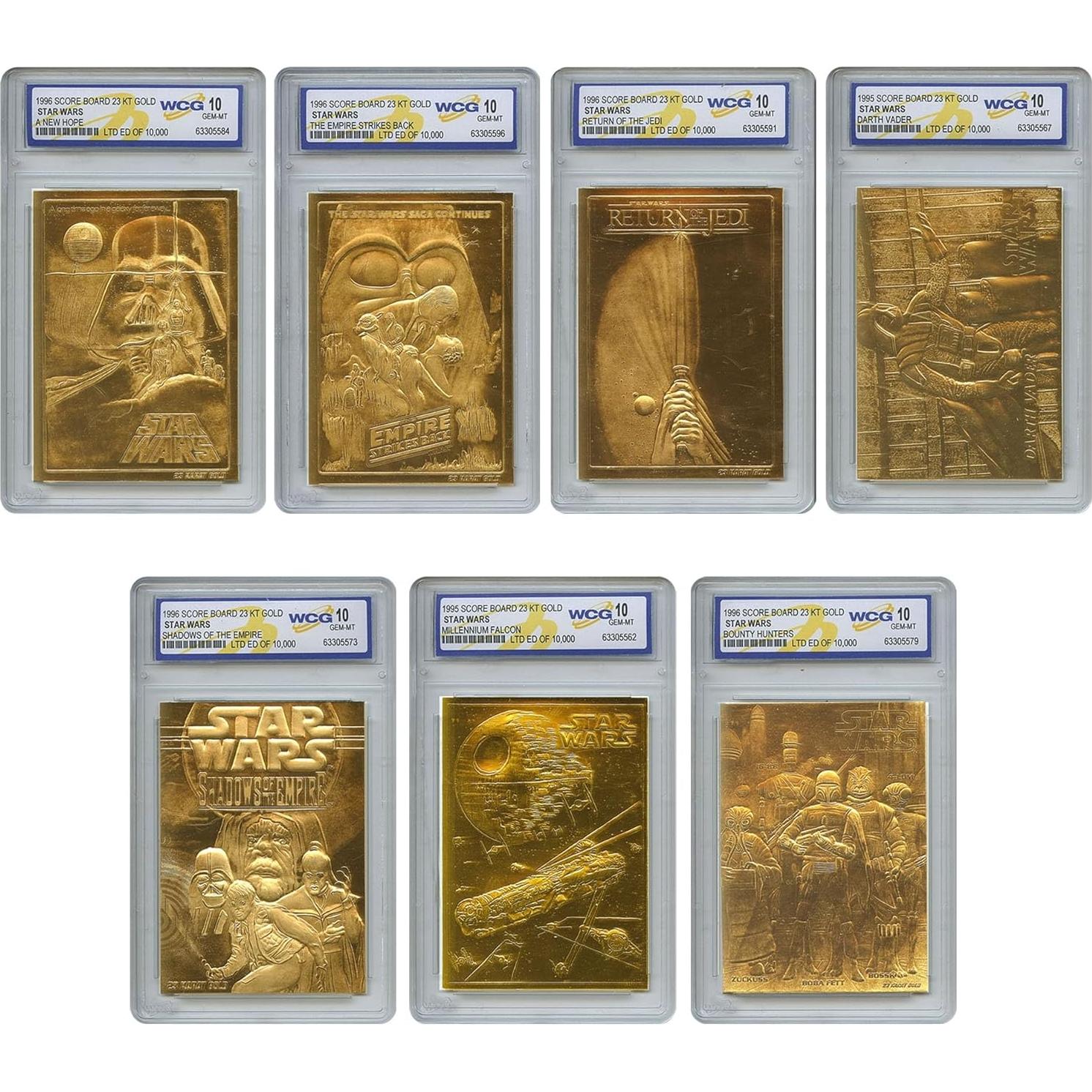 Conjunto Completo de 7 Tarjetas de Oro Star Wars 1996