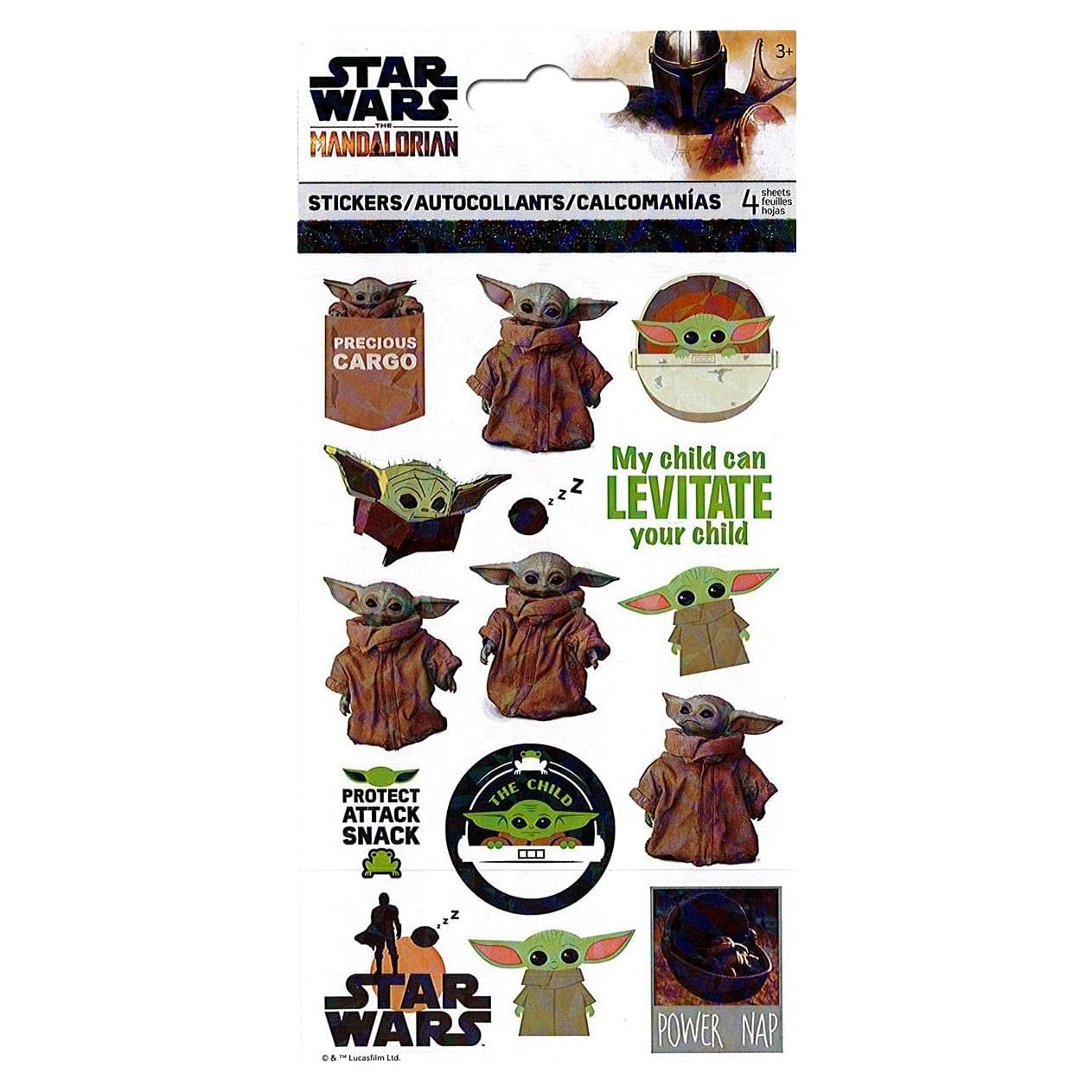 Calcomanías Baby Yoda Star Wars - 4 Hojas Licenciadas