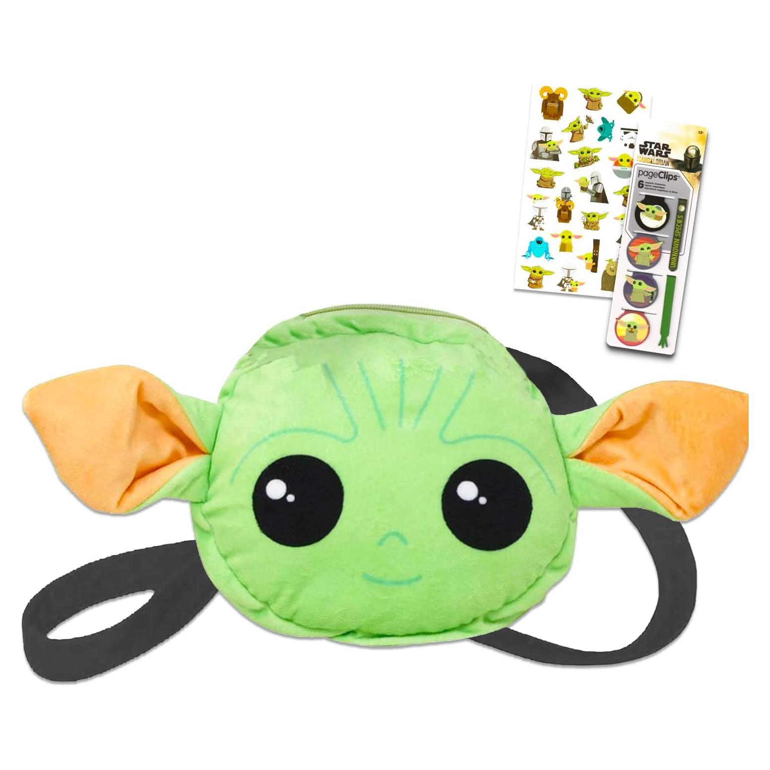 Bolso de peluche Baby Yoda Star Wars para niñas con pegatinas