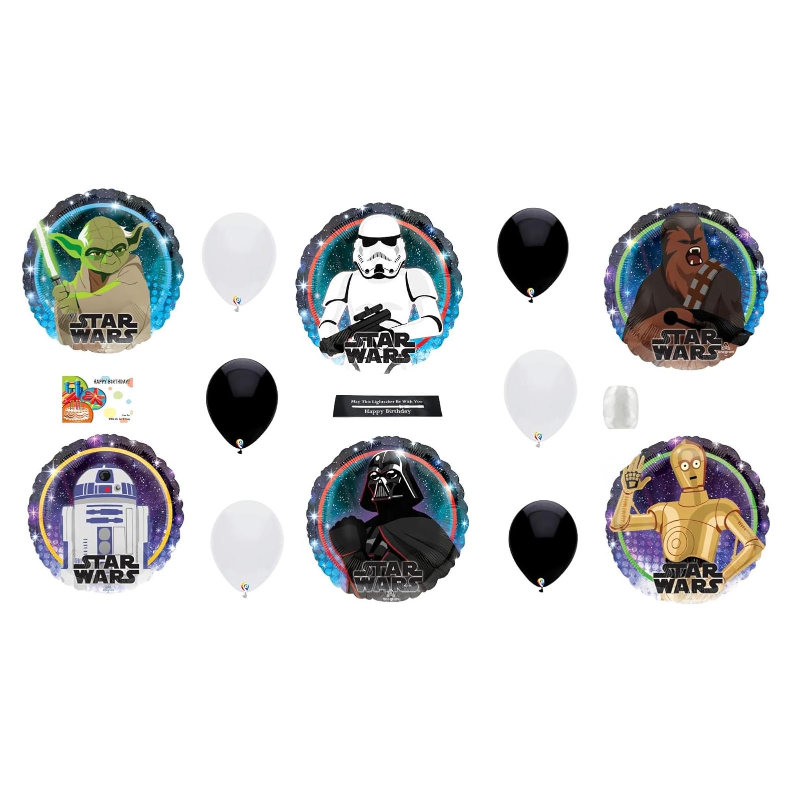 Decoraciones de Fiesta Star Wars con 5 Globos 46 cm y Cinta