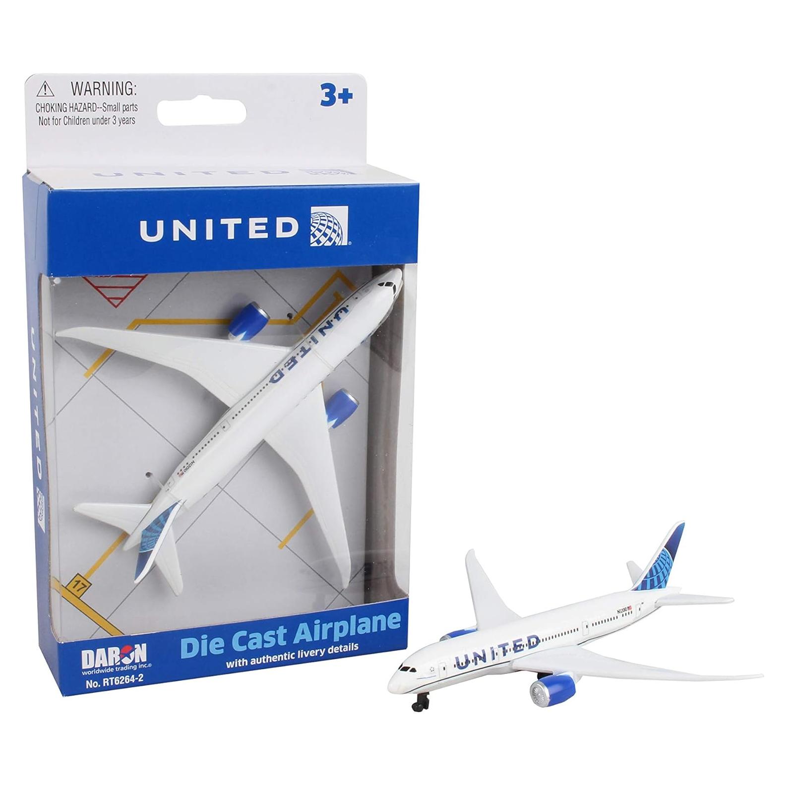 Avión de Juguete Daron United Airlines - Metal Fundido 14.6 cm