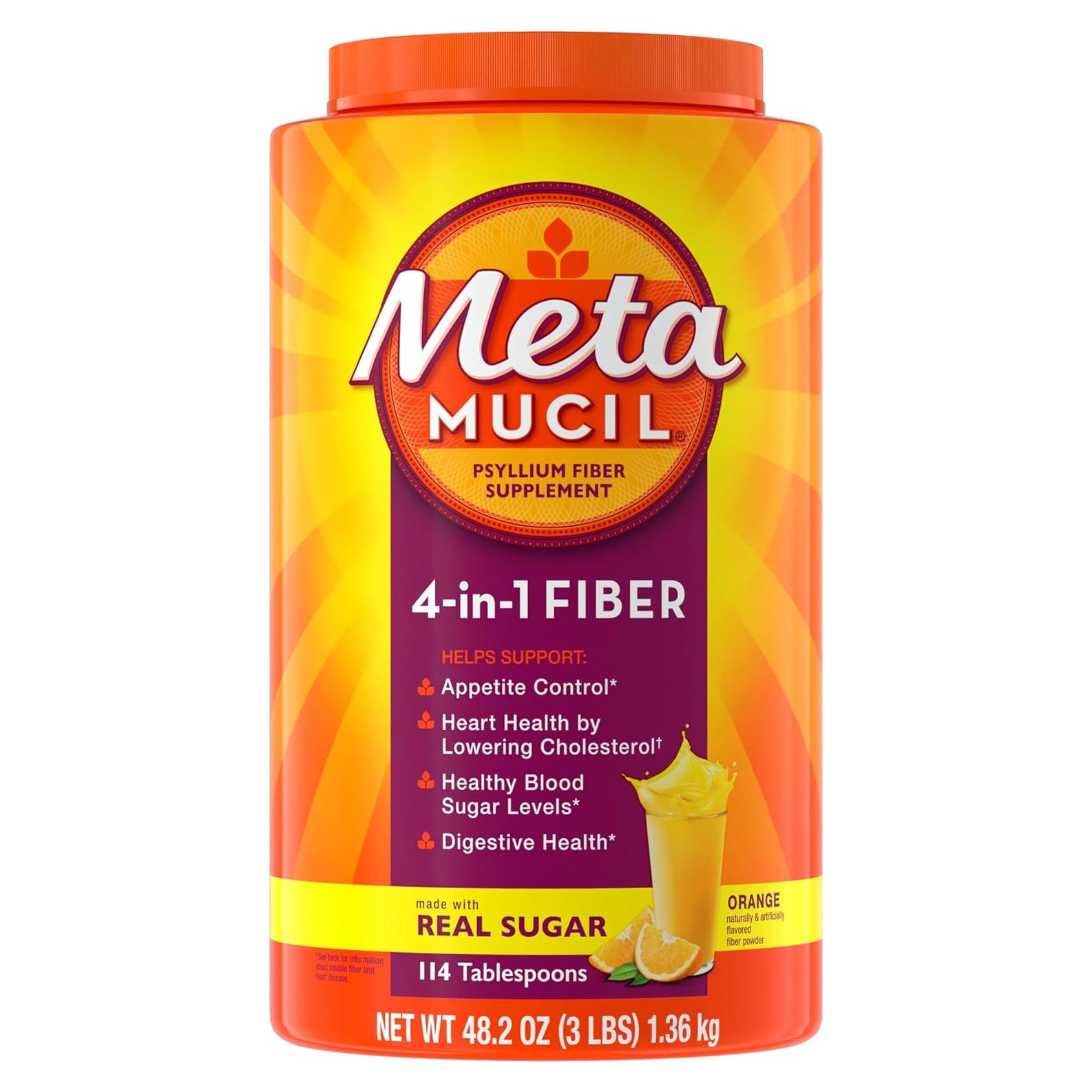 Metamucil Suplemento de Fibra 4-en-1 Naranja 1.366 kg