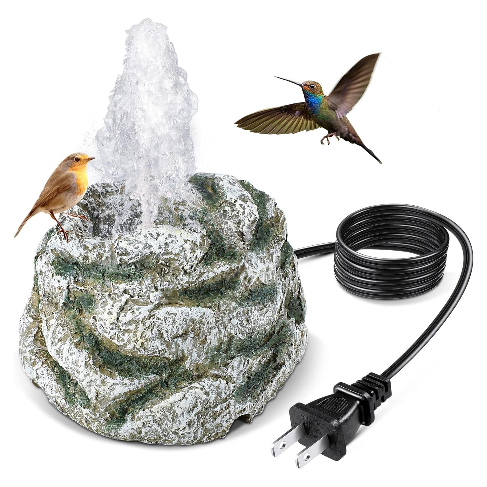 Fuente para baño de aves Dreyoo con bomba 7W y roca gris