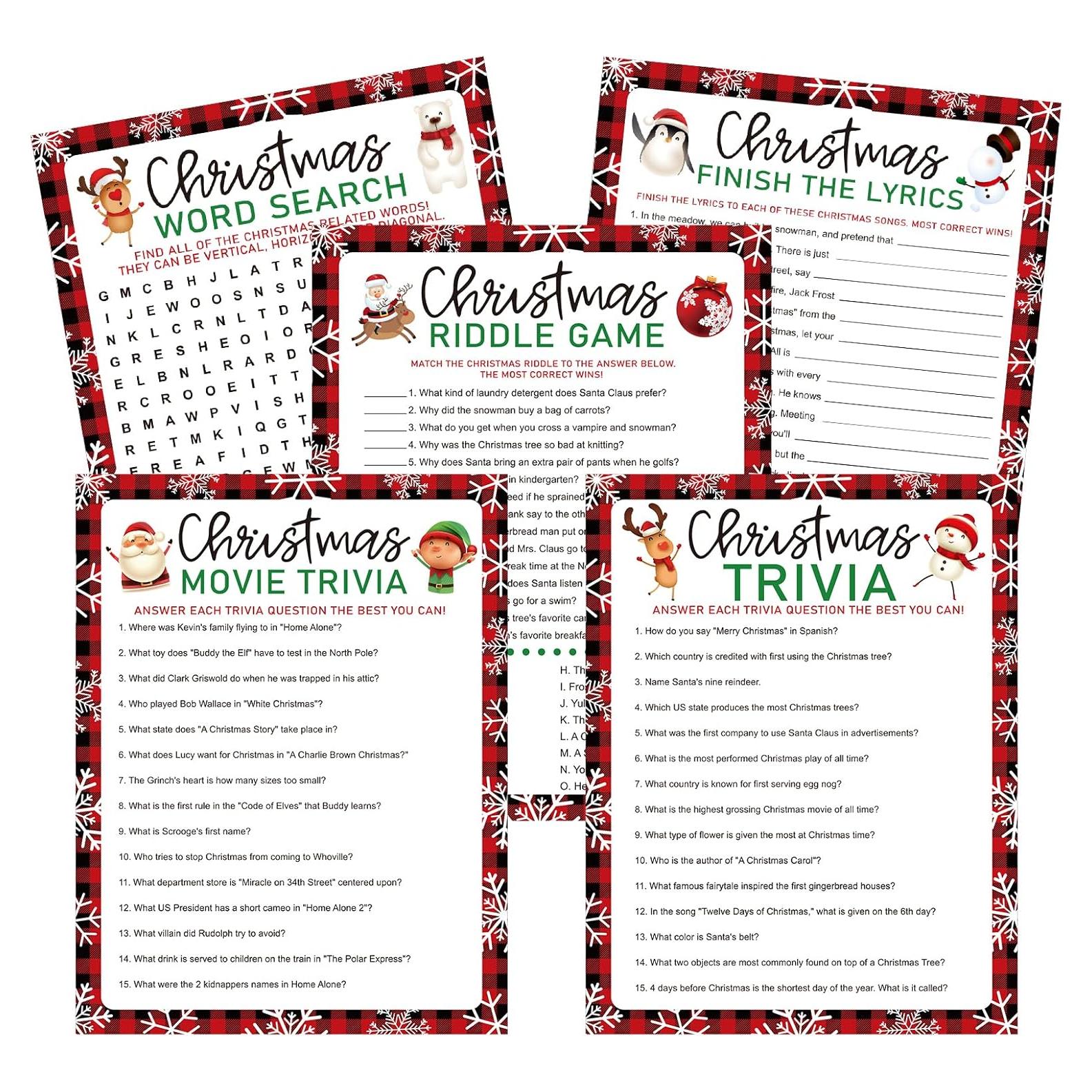 Tarjetas de Trivia Navideñas Whaline 100 Pcs 15.5x20.1 cm