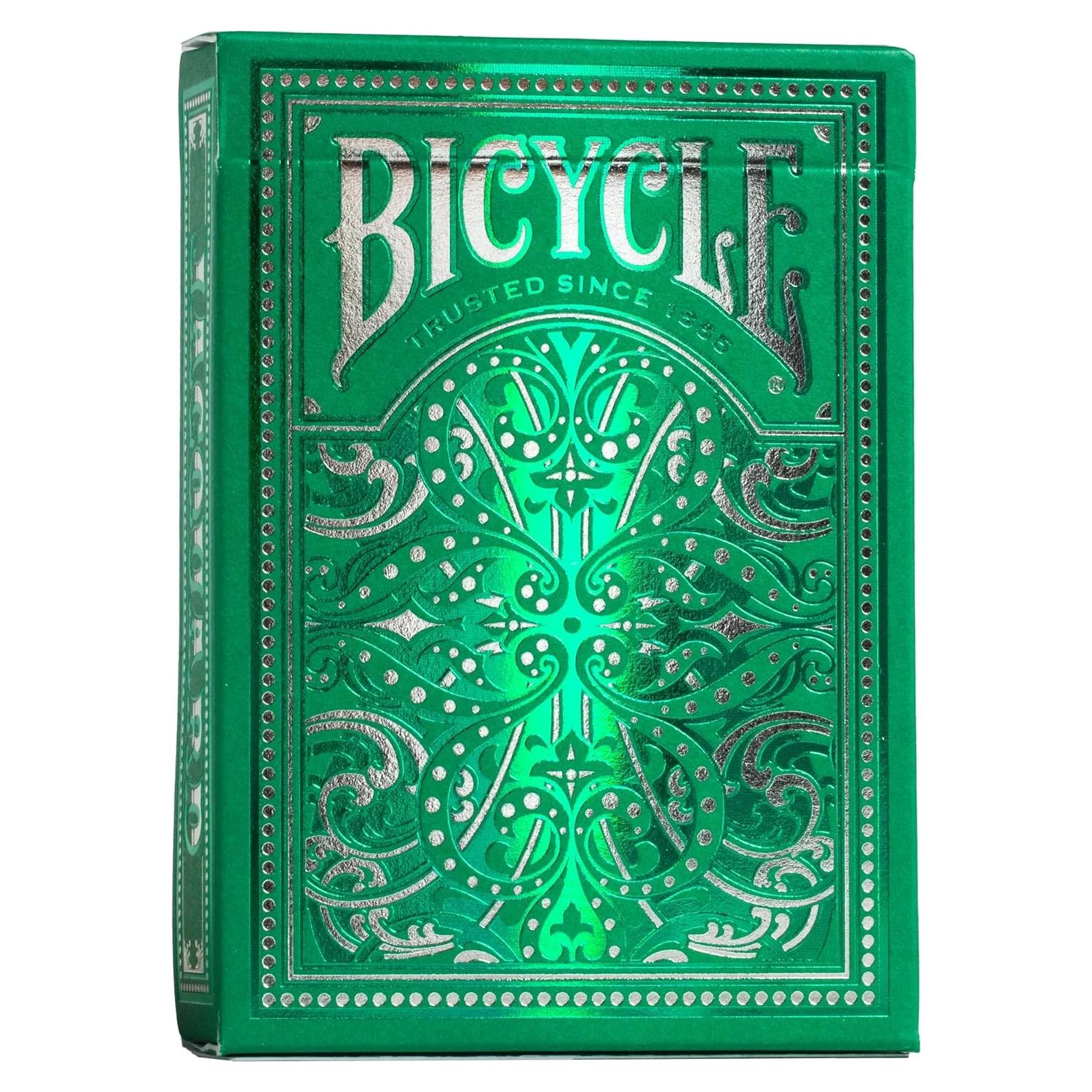 Baraja Premium Jacquard Bicicleta Plata Verde Esmeralda 90g