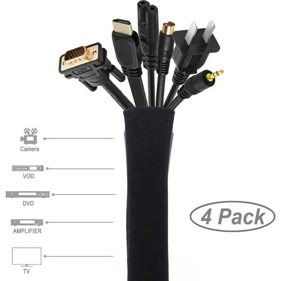 JOTO Paquete de 4 Fundas para Cables 50,8 cm - Negro