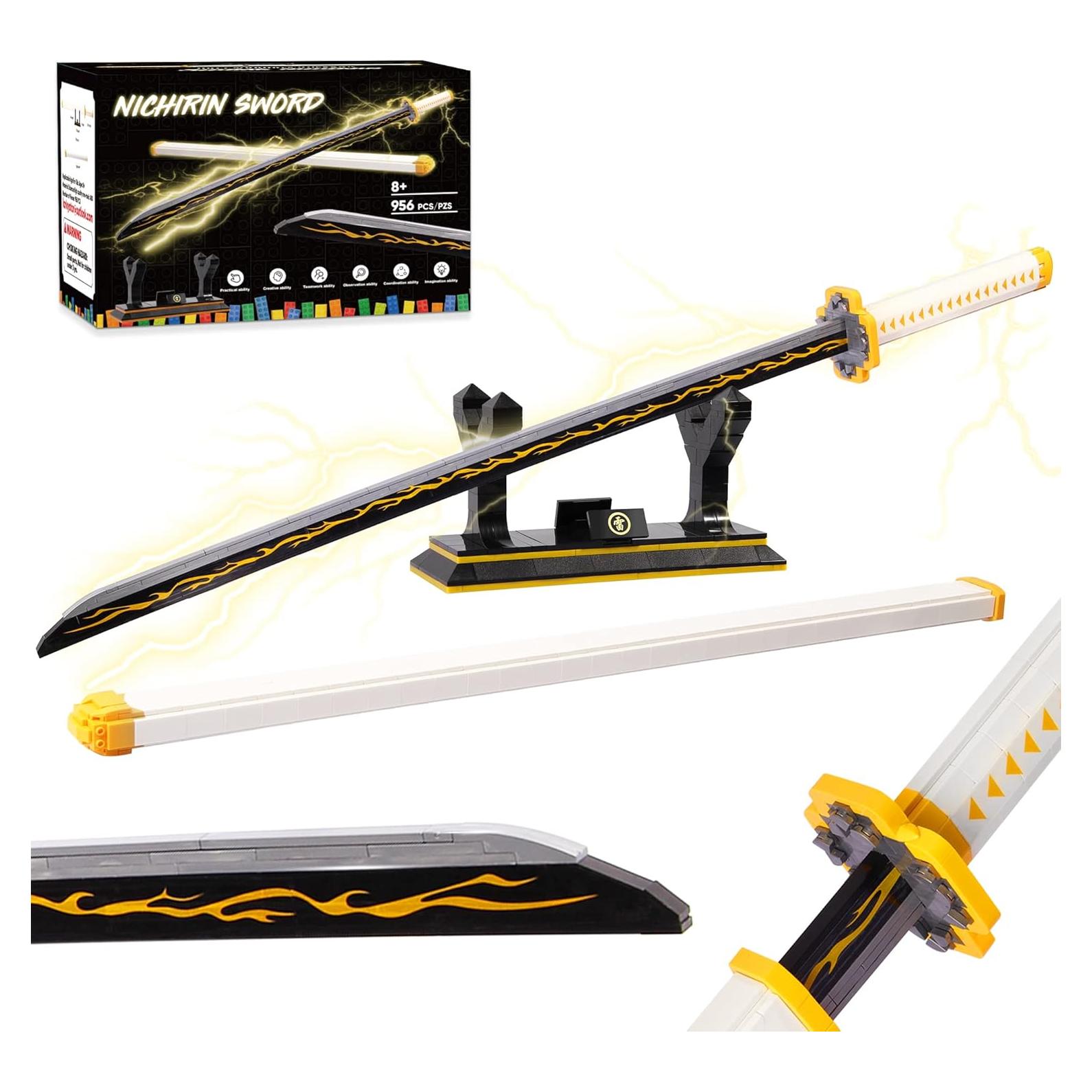 Conjunto de Espada Zenitsu Demon Slayer 99cm con Funda y Soporte