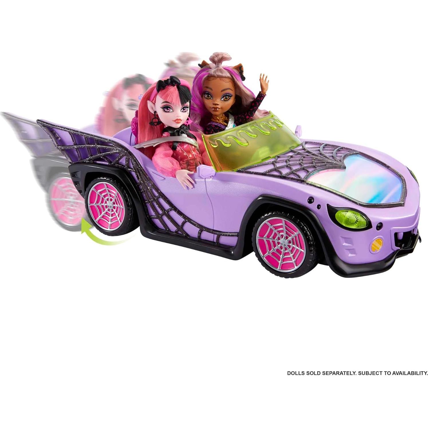 Coche de Juguete Ghoul Mobile Monster High con Mascota y Nevera
