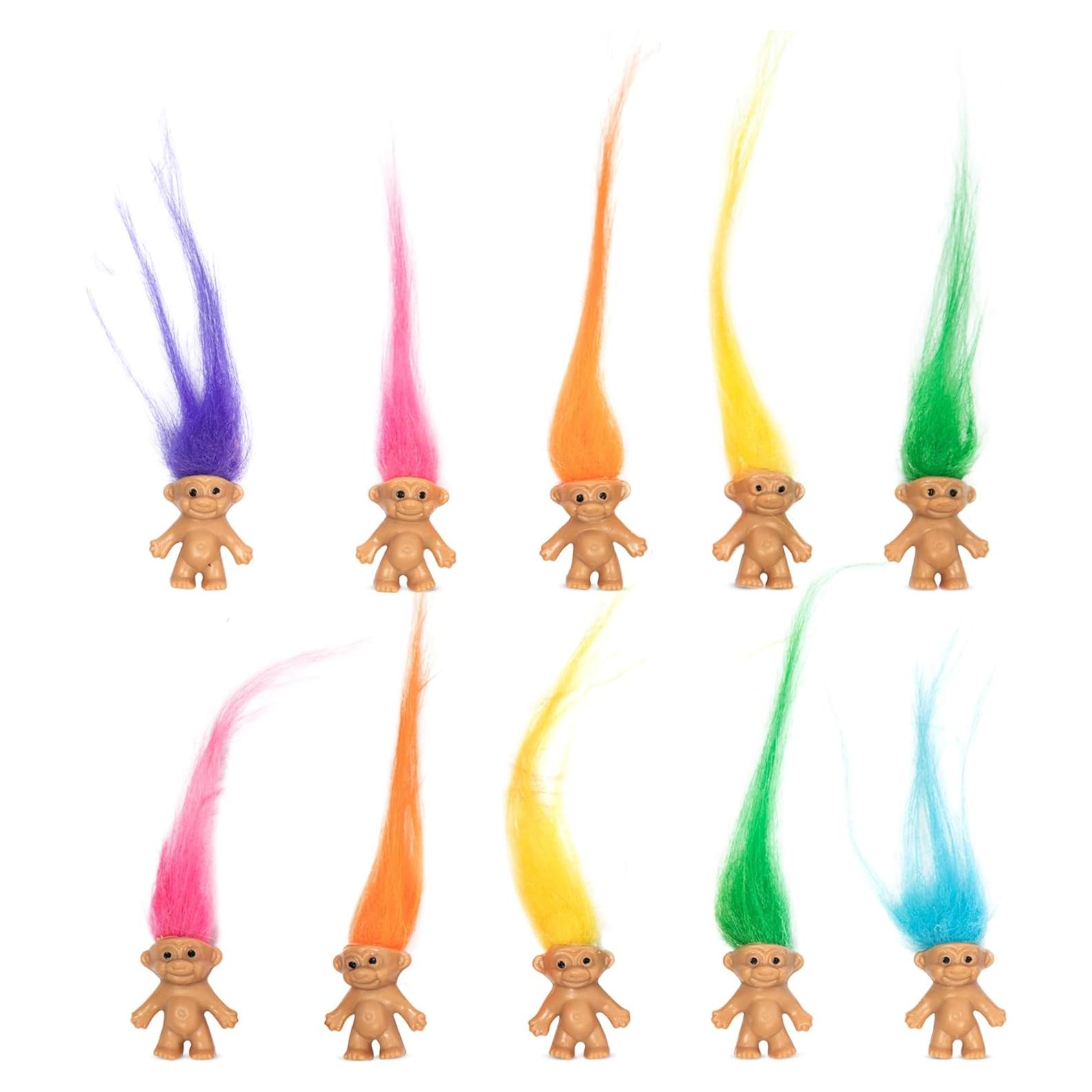 10 Muñecos Troll Miniatura Sparkle Pins - Decoración Pasteles