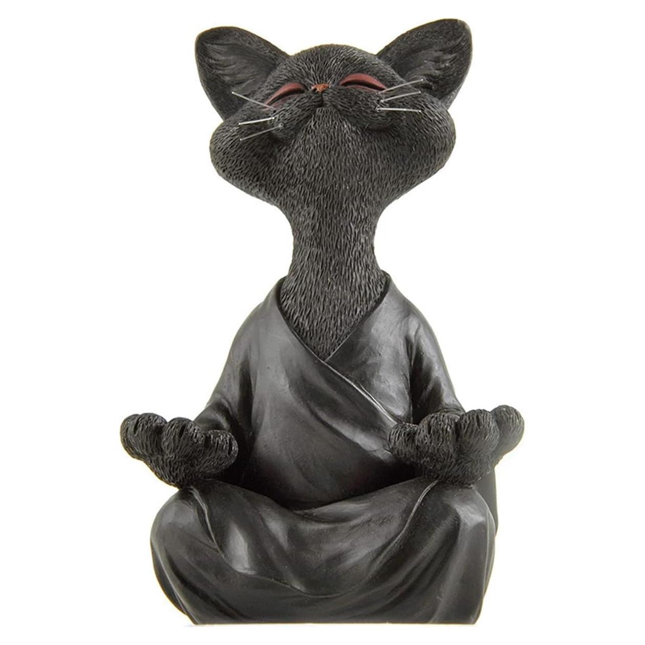 Estatua de Gato Meditador de Resina - Onecen - Grande 18x8x12cm
