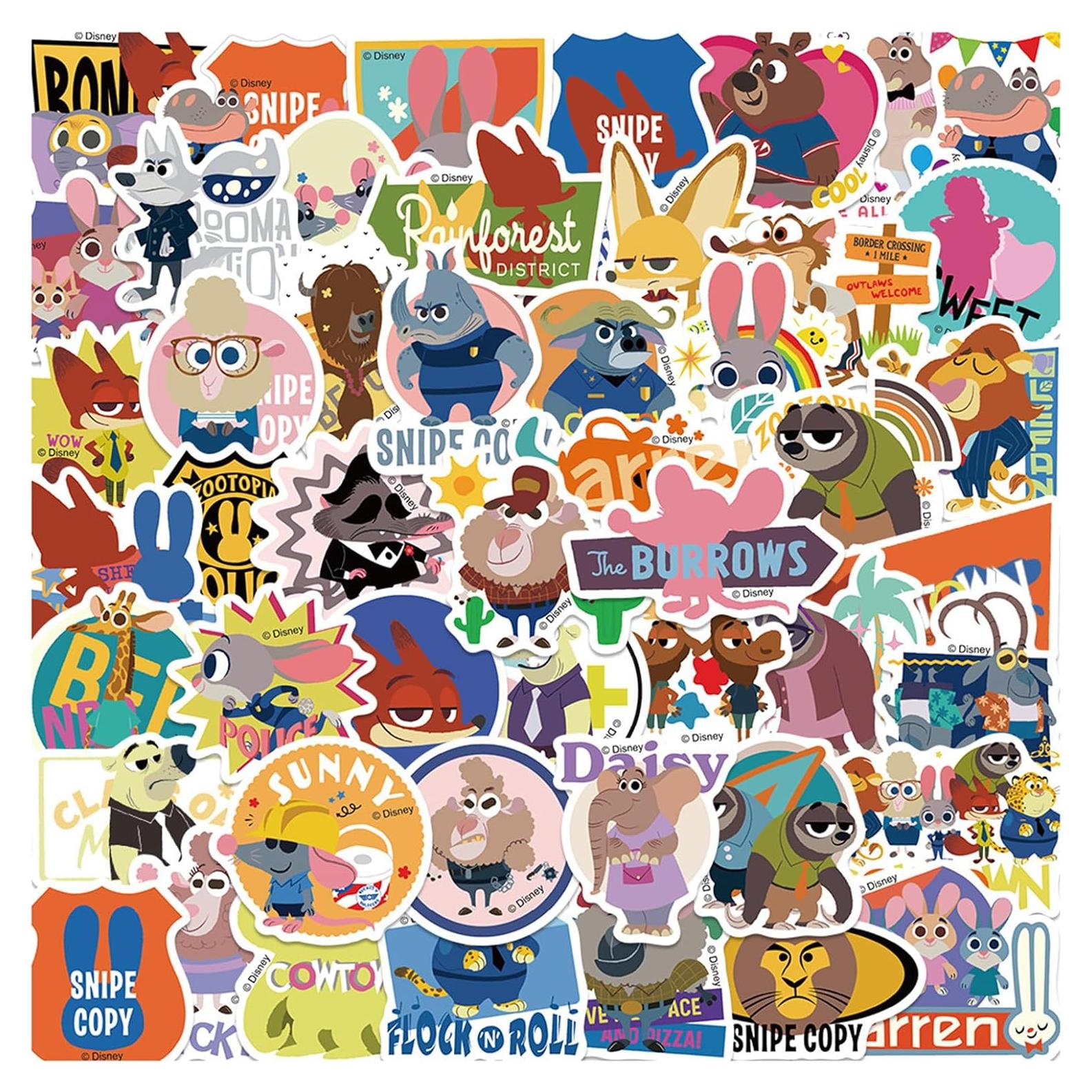 50 Calcomanías Zootopia Judy Hopps Nick Wilde Mozoltov