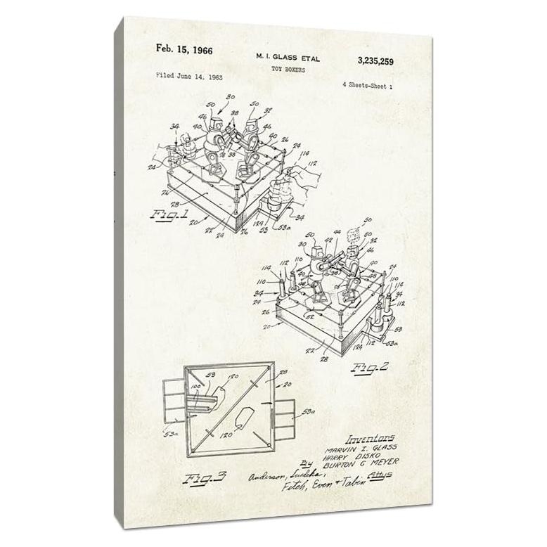 Lienzo enmarcado Rockem Sockem Robots 50x30 cm - Arte de Patentes