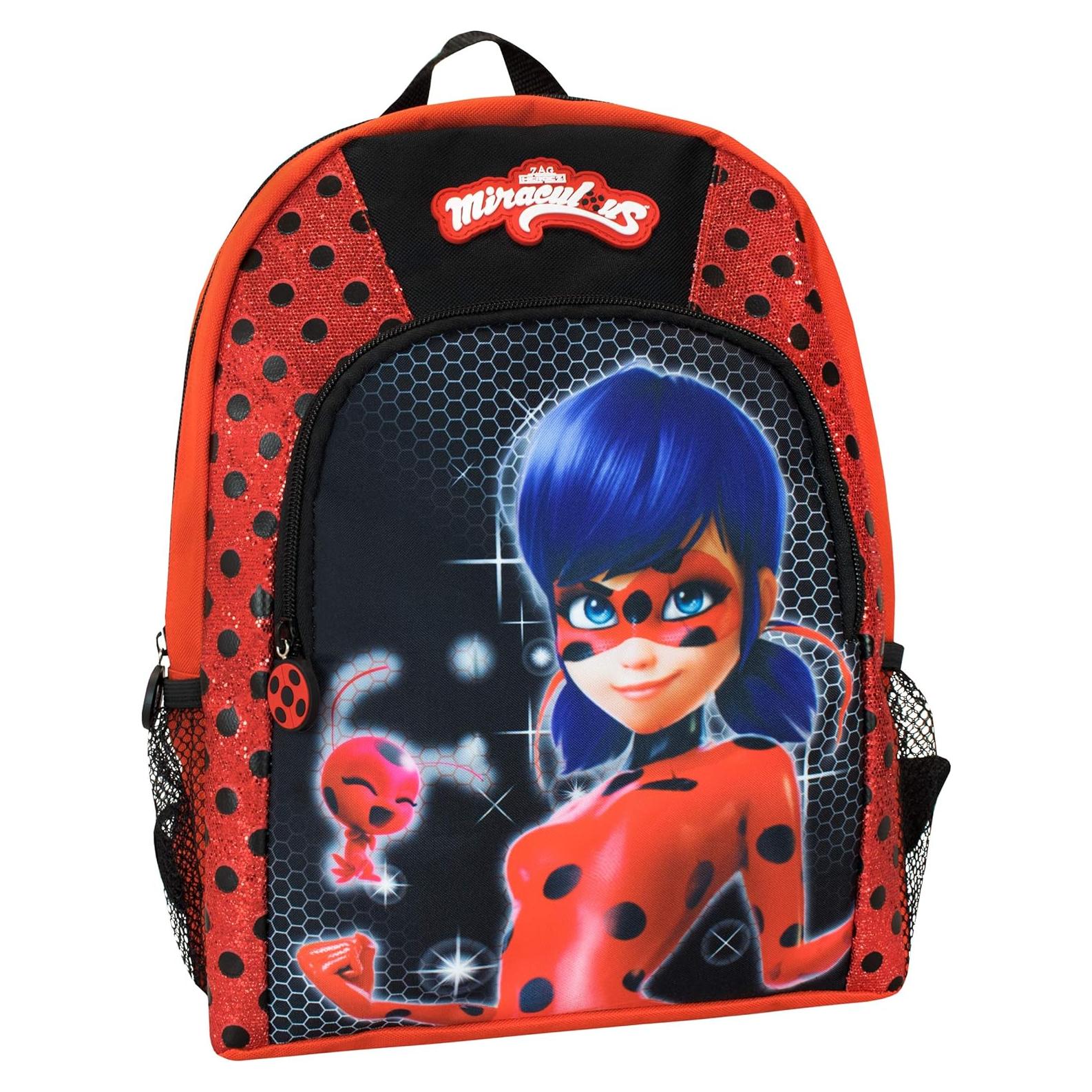 Mochila Escolar Niña Miraculous Ladybug con Zipper Bicho 35x28x9cm