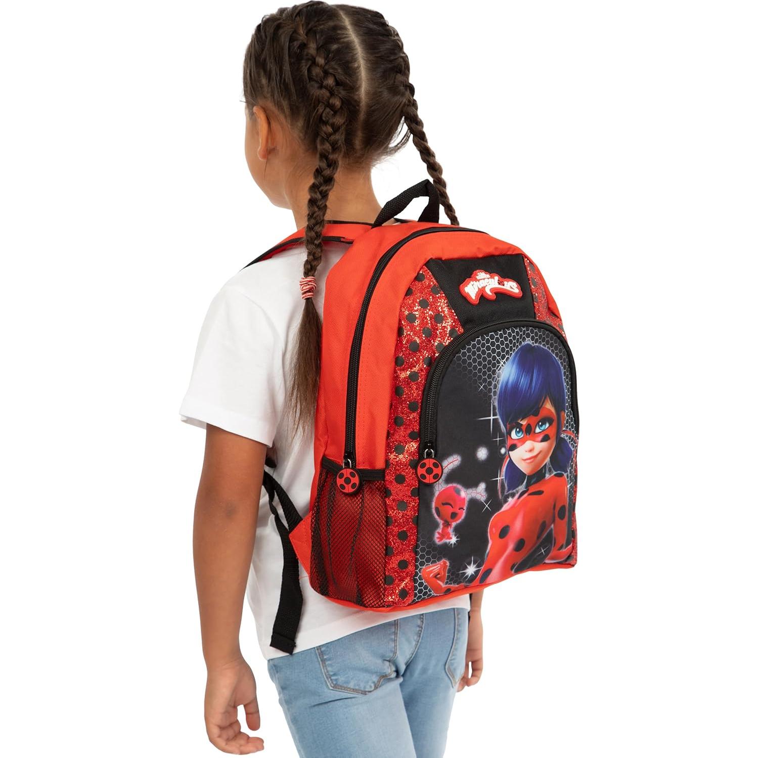Mochila Escolar Niña Miraculous Ladybug con Zipper Bicho 35x28x9cm
