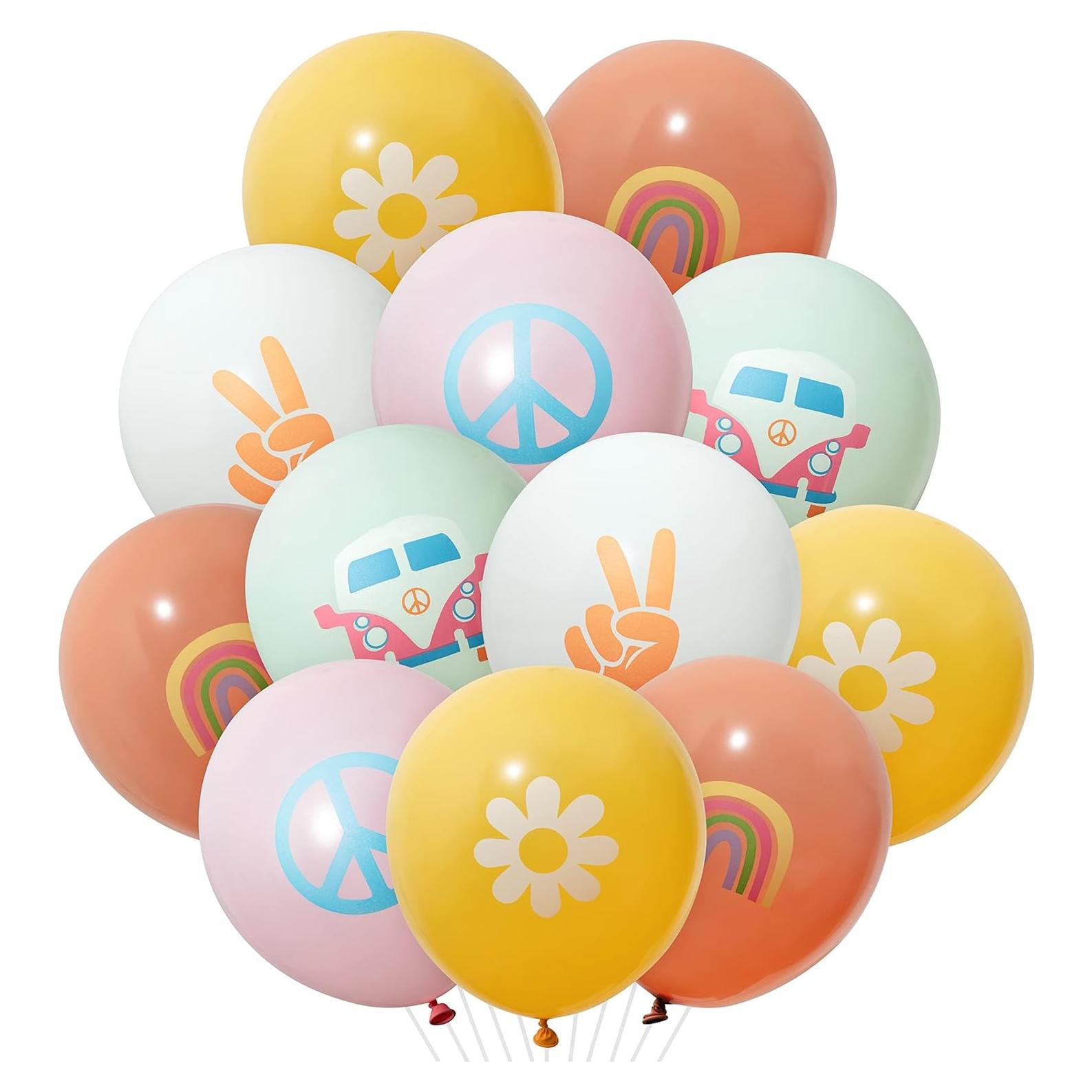 Globos Retro Psicodélicos ANGOLIO 50 Pcs 12 cm para Fiesta