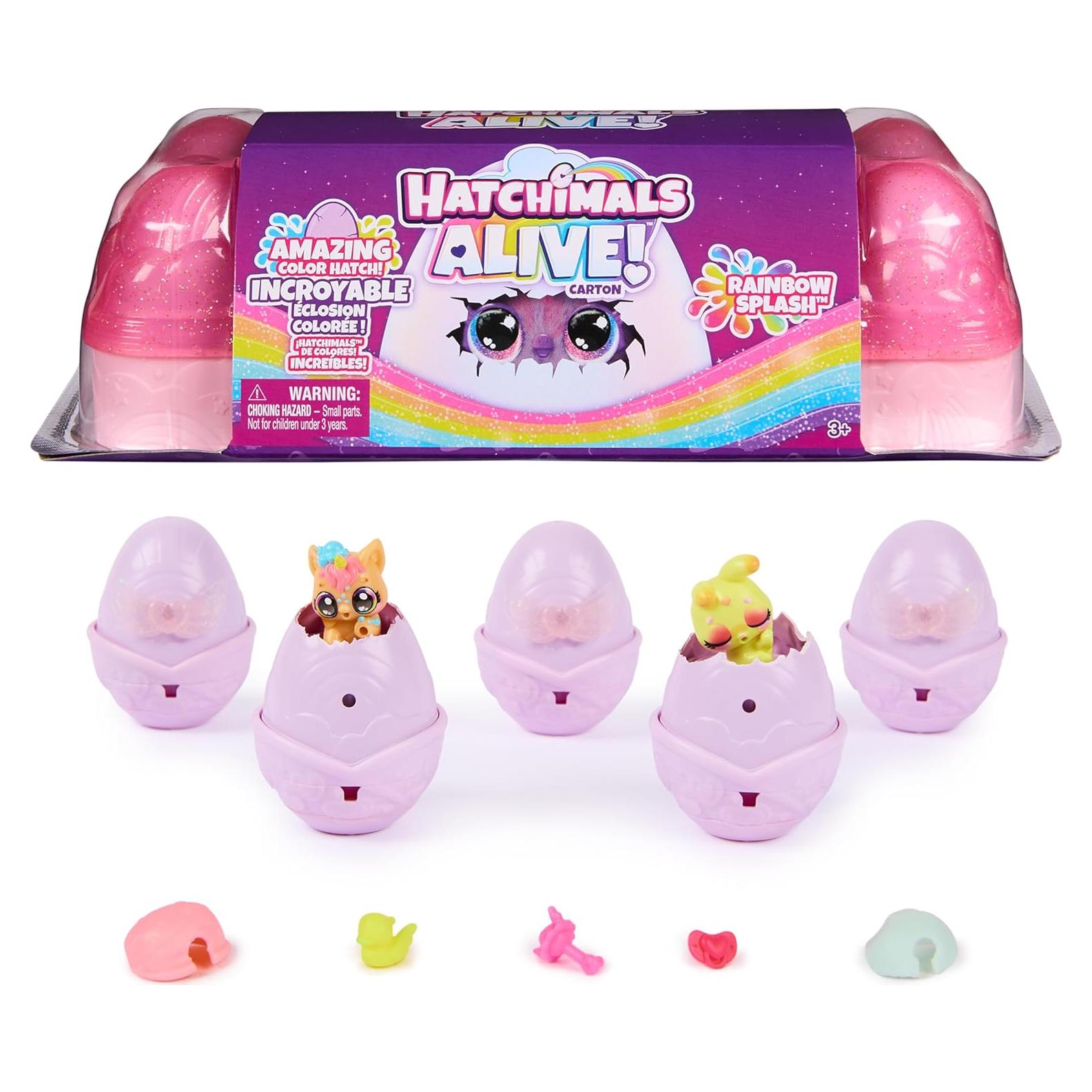 Hatchimals Alive Cartón de Huevo Splash Arcoíris con 5 Figuras