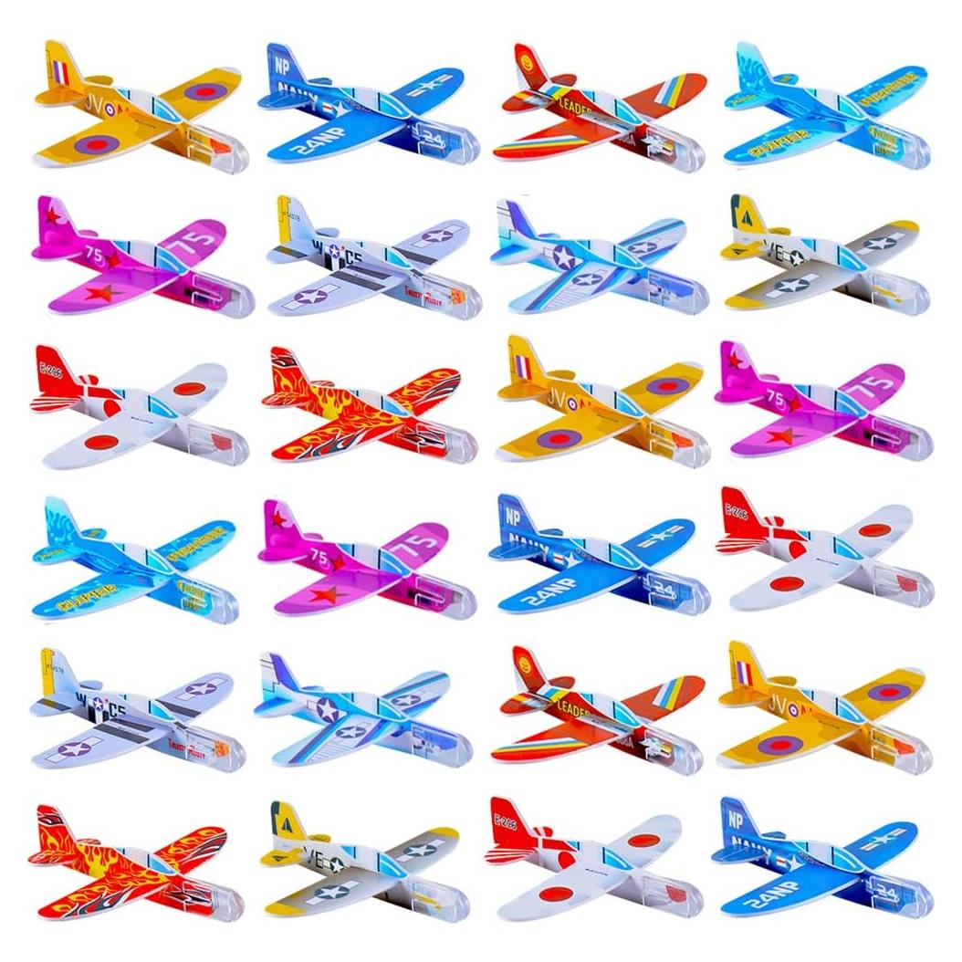 50 Juguetes Planeadores de Espuma Manmel - Aviones de Papel 10 cm