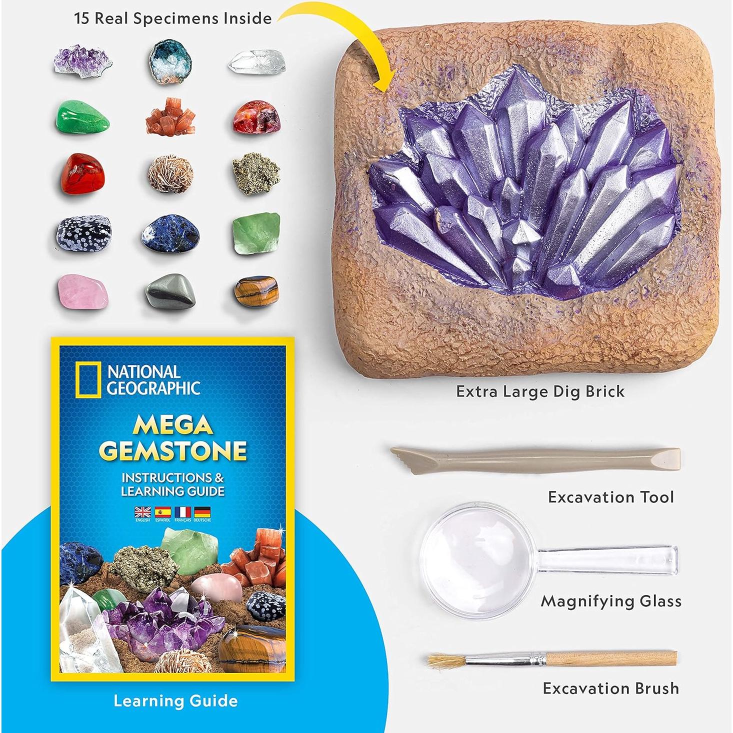Kit de Excavación de Gemas National Geographic - 15 Gemas Reales