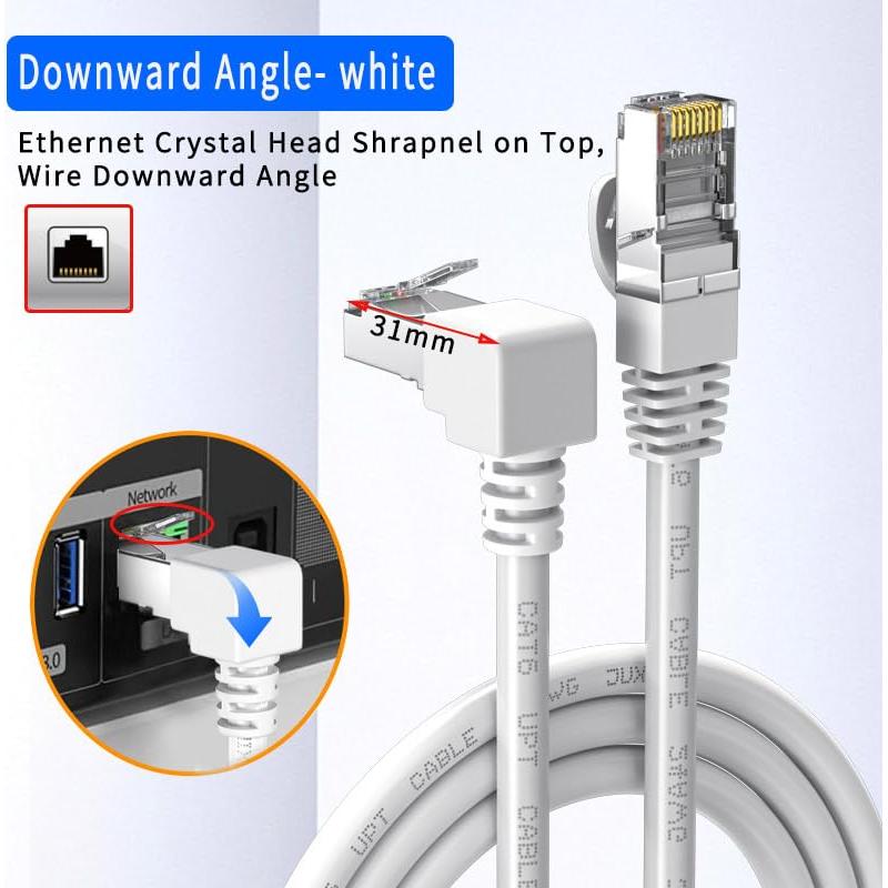 Cable Ethernet Cat6 90 Grados JUXIN 0.91M Blanco 1Gbps