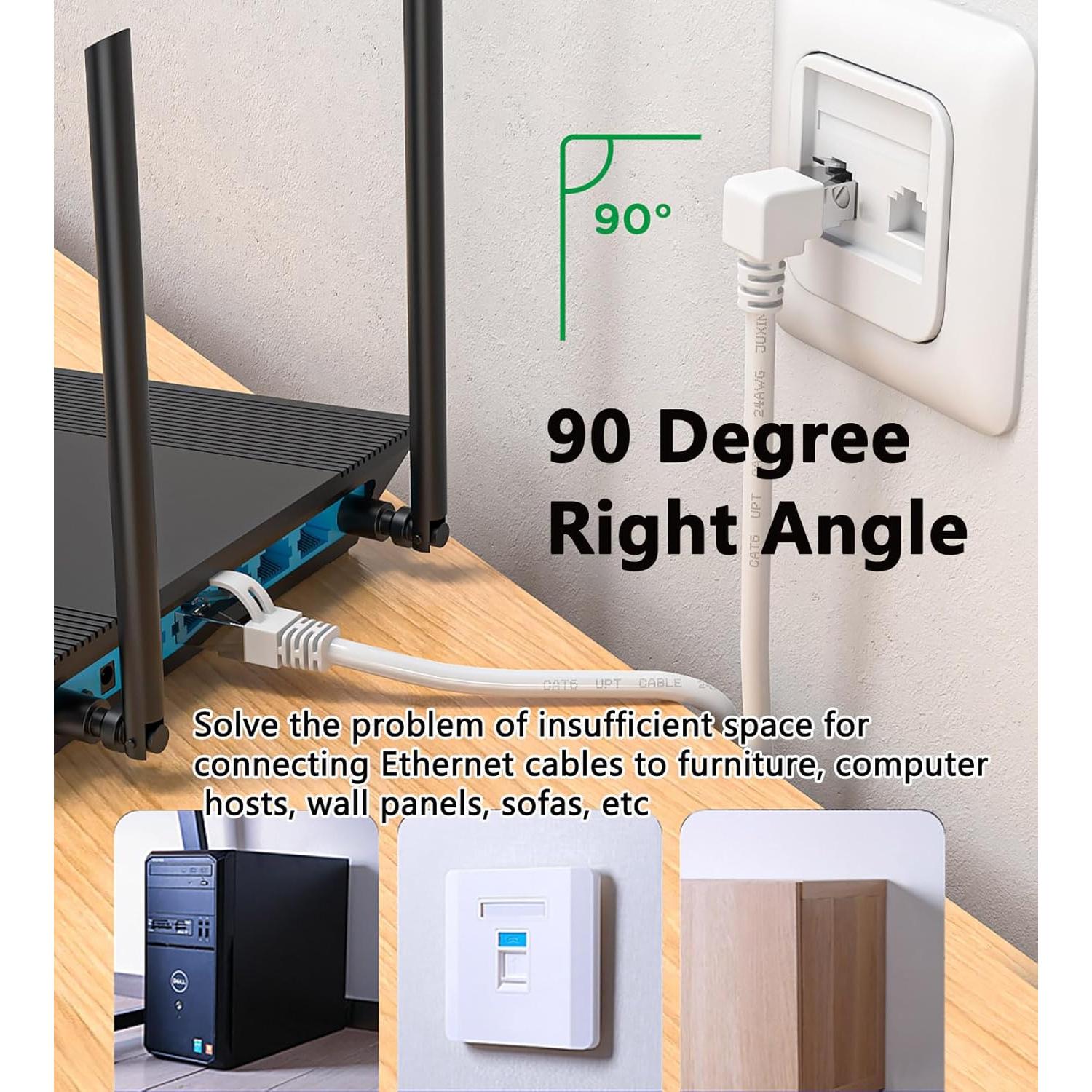 Cable Ethernet Cat6 90 Grados JUXIN 0.91M Blanco 1Gbps