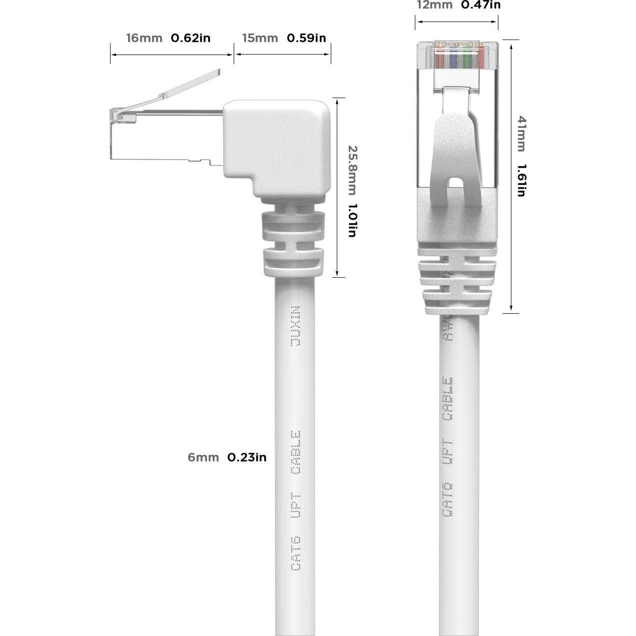 Cable Ethernet Cat6 90 Grados JUXIN 0.91M Blanco 1Gbps