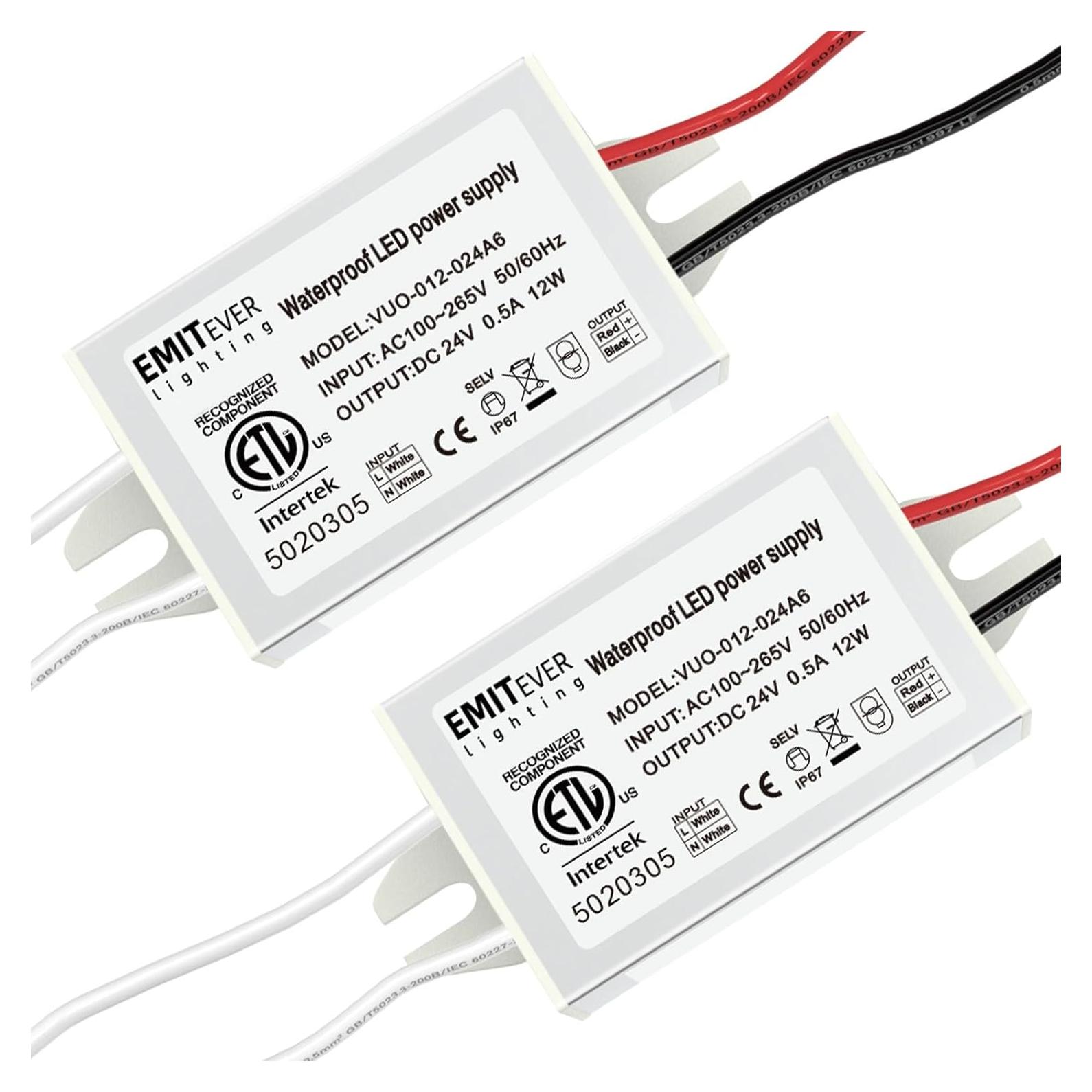 Fuente de Alimentación LED 24V 12W EMITEVER 2-Pack IP67