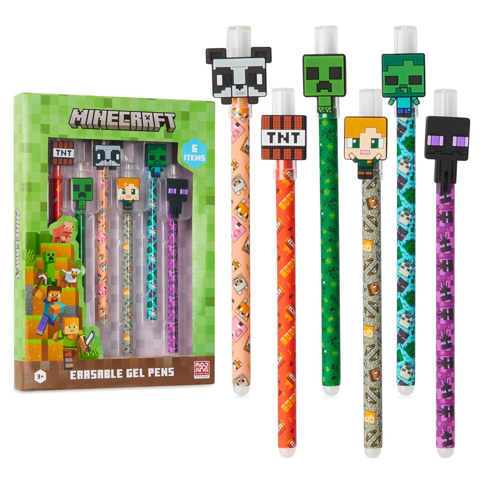 Bolígrafos de Gel Borrables Minecraft - Paquete de 6 Colores